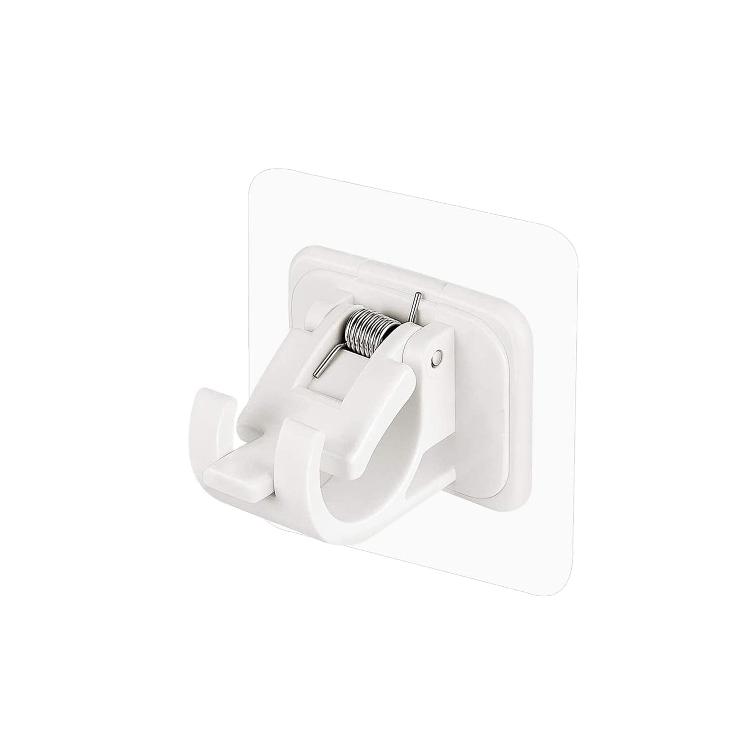 Wall-mounted adhesive towel holder showing towel rod and hooks