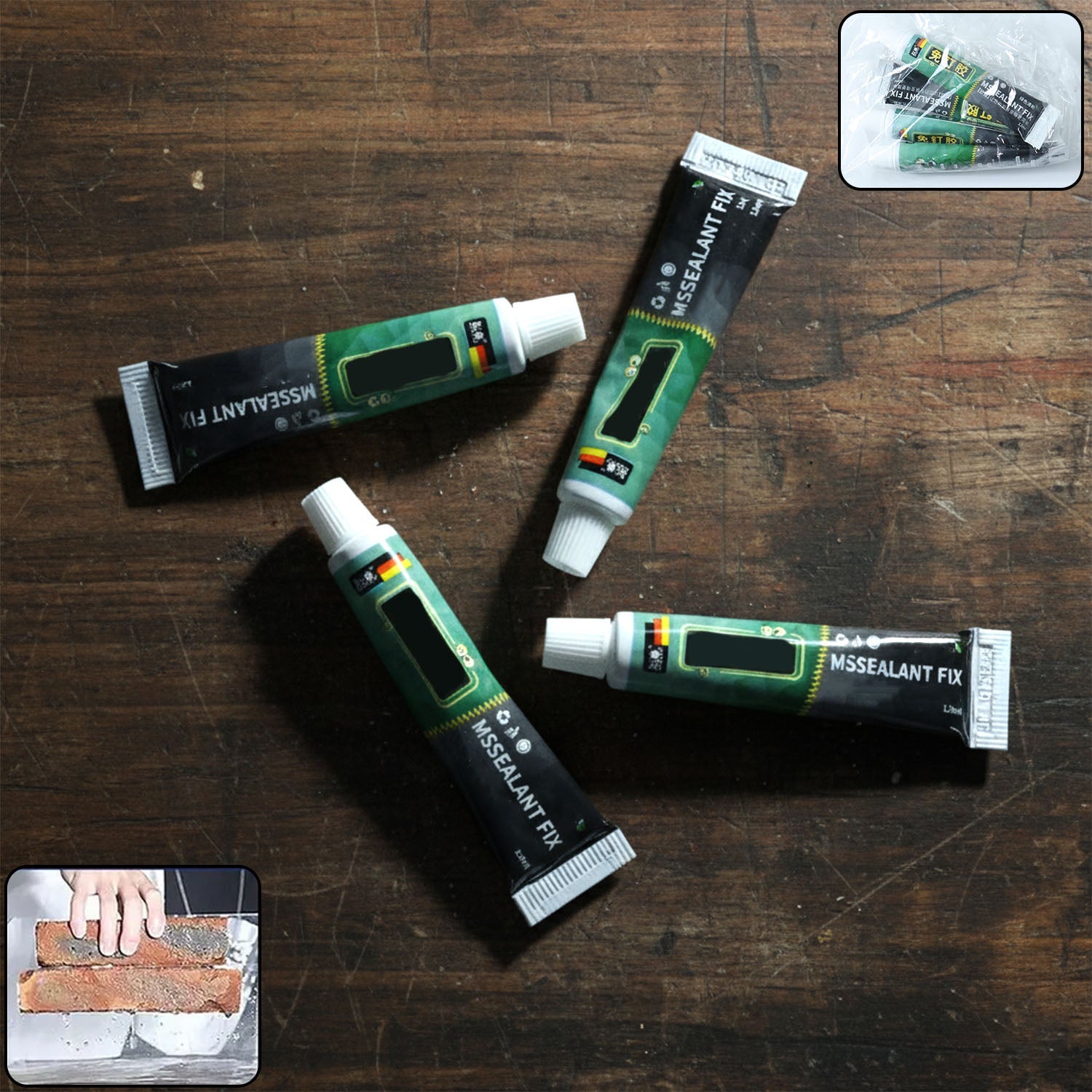 Pack of 4 instant sealant repair adhesive tubes for household fixes