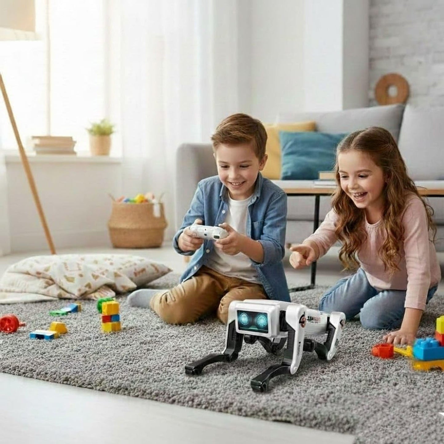 Robotic dog performing tricks in indoor setting