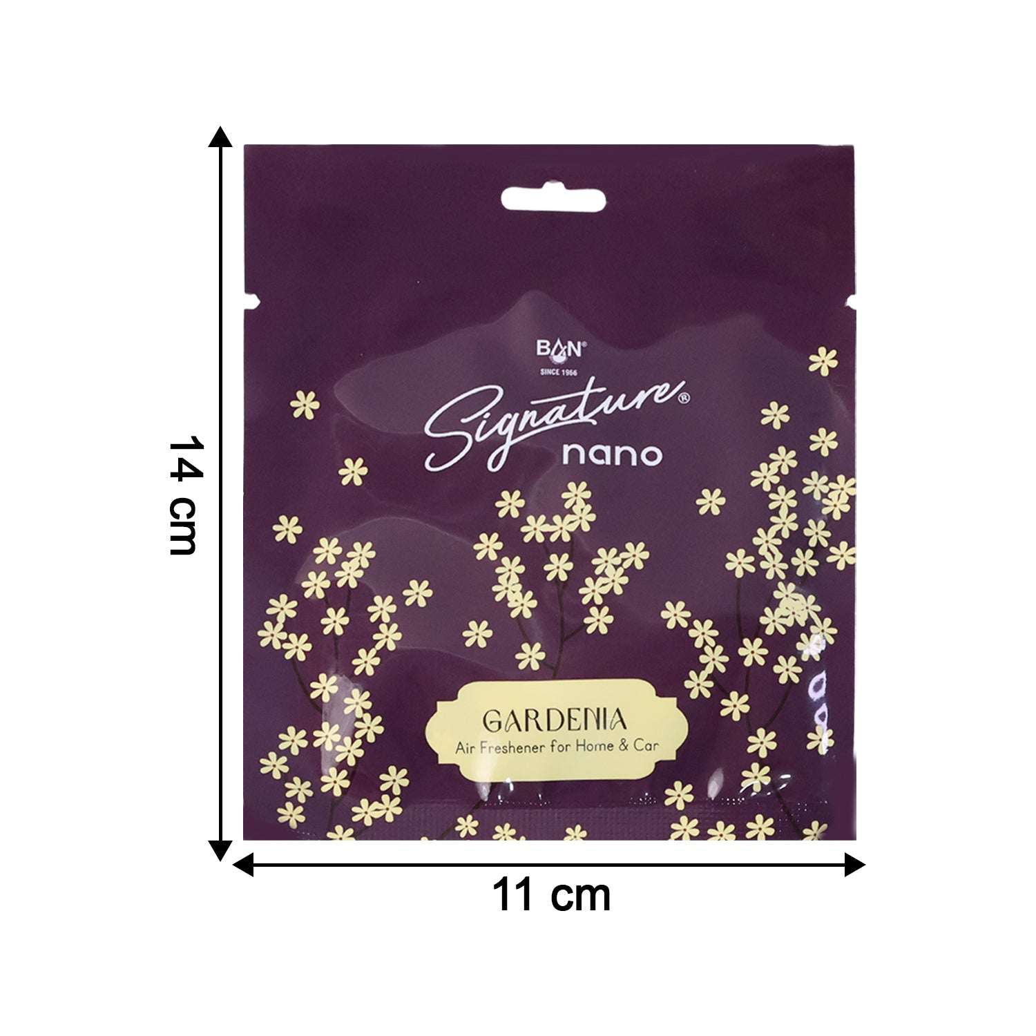 Packaging showing the floral fragrance of the Gardenia Air Freshener Sachet.