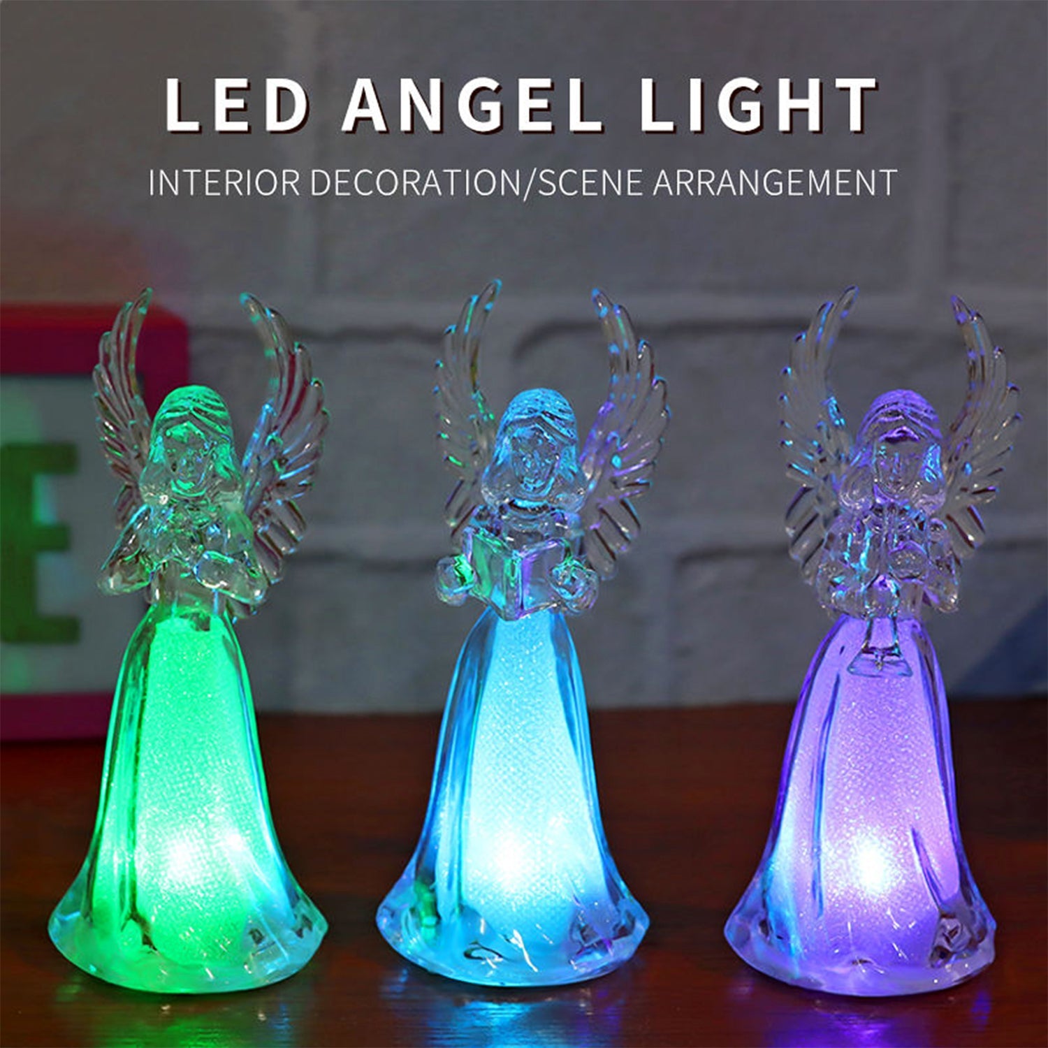 Battery operated LED angel decorative lights creating festive ambiance