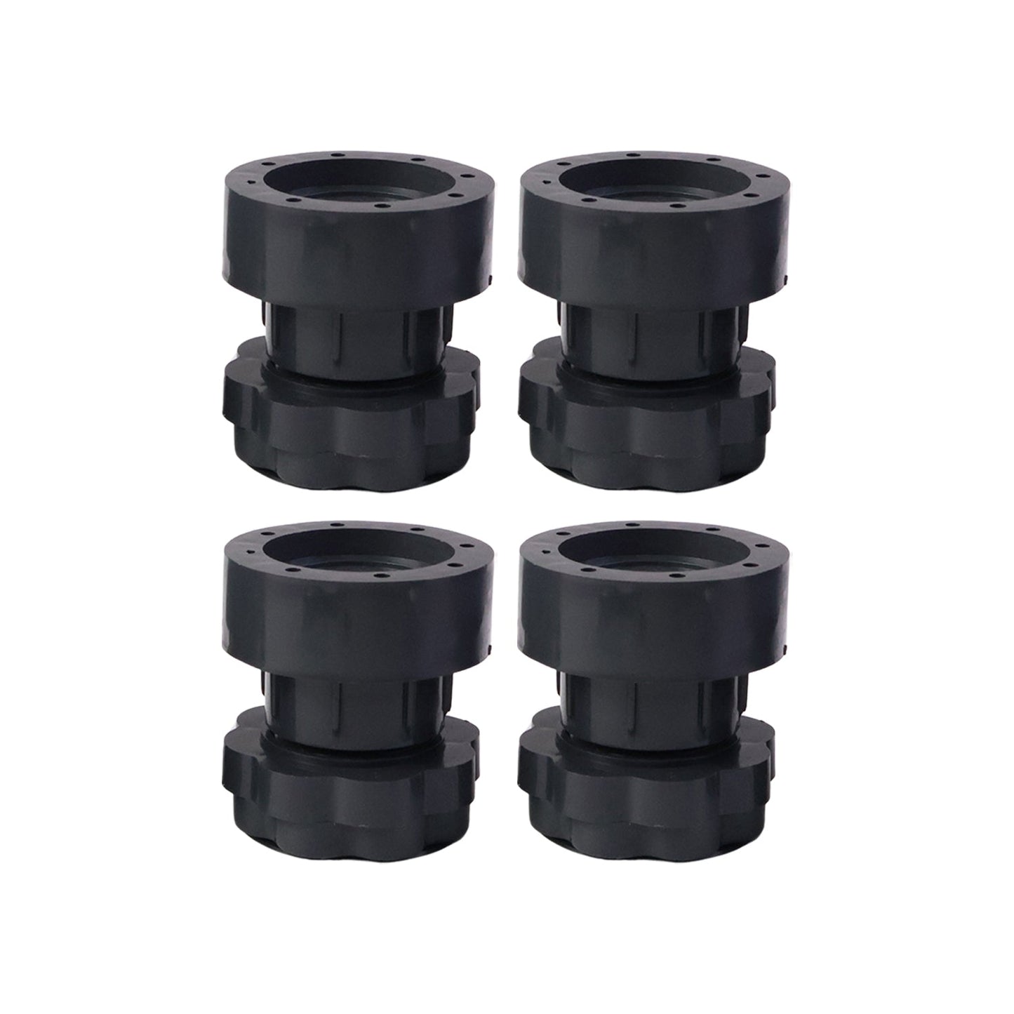 Adjustable height pads elevating heavy appliance to level surface