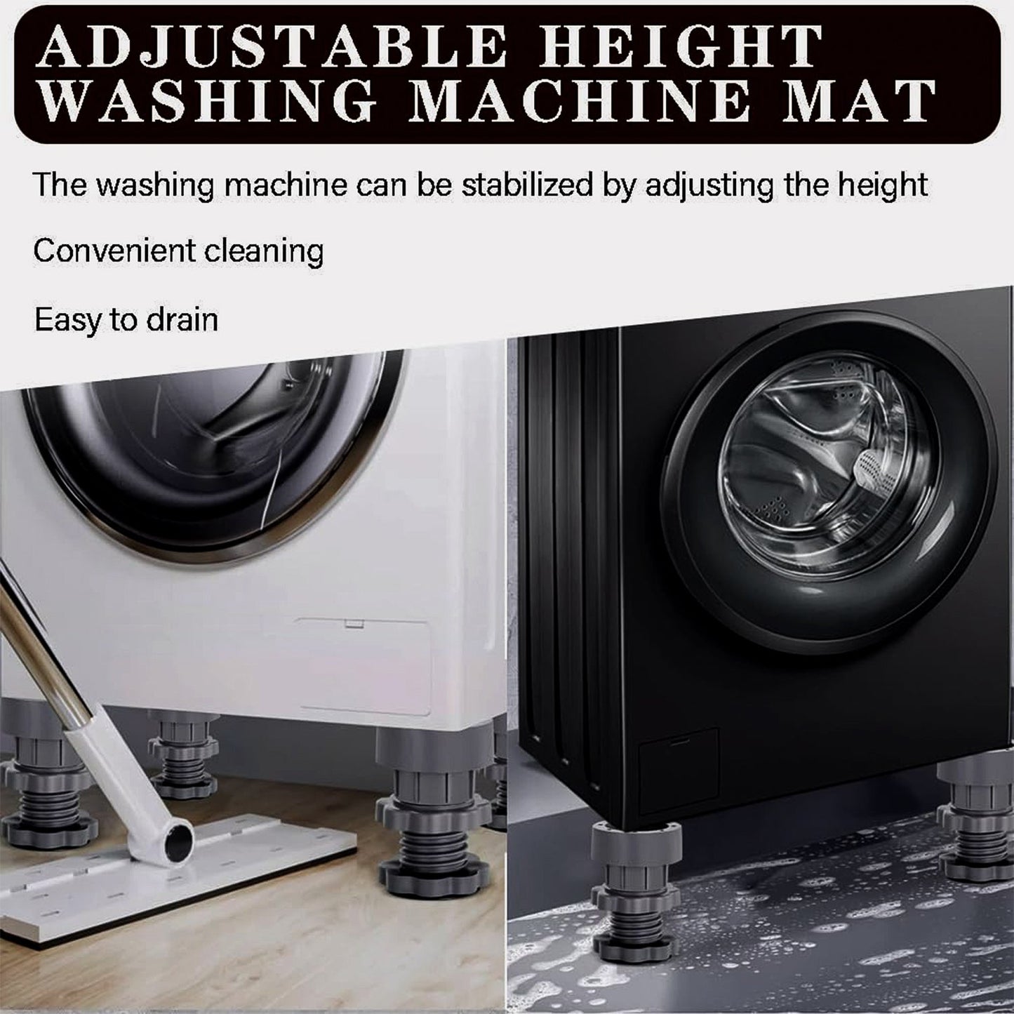 Side profile of adjustable anti-vibration pad for appliances