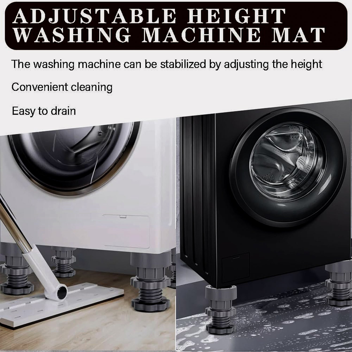 Side profile of adjustable anti-vibration pad for appliances