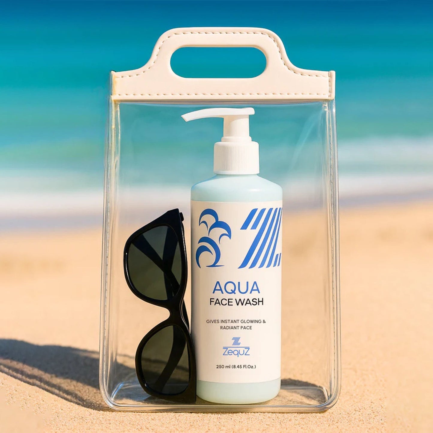 Hydrating Aqua Face Wash product image highlighting soft foam texture