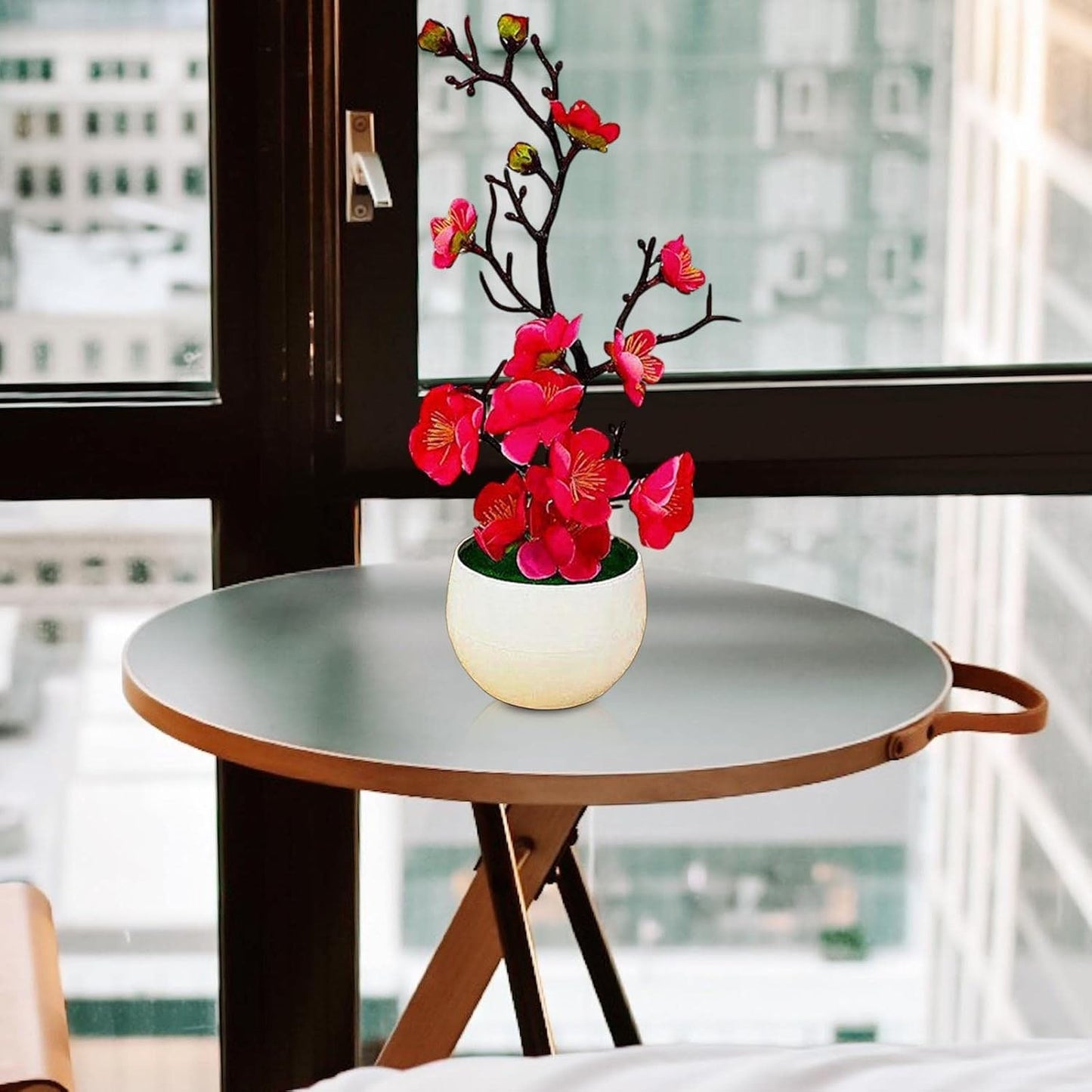 Tabletop artificial flower pot plant with stable base