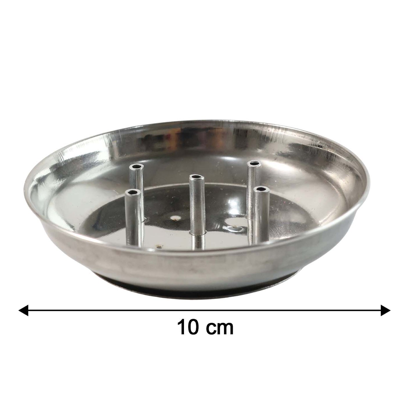 Multi-stick incense display on compact stainless steel agarbatti stand