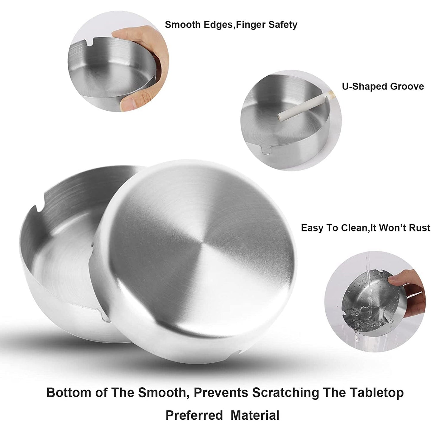 Cigarette ashtray bowl with deep round structure to prevent ash scatter