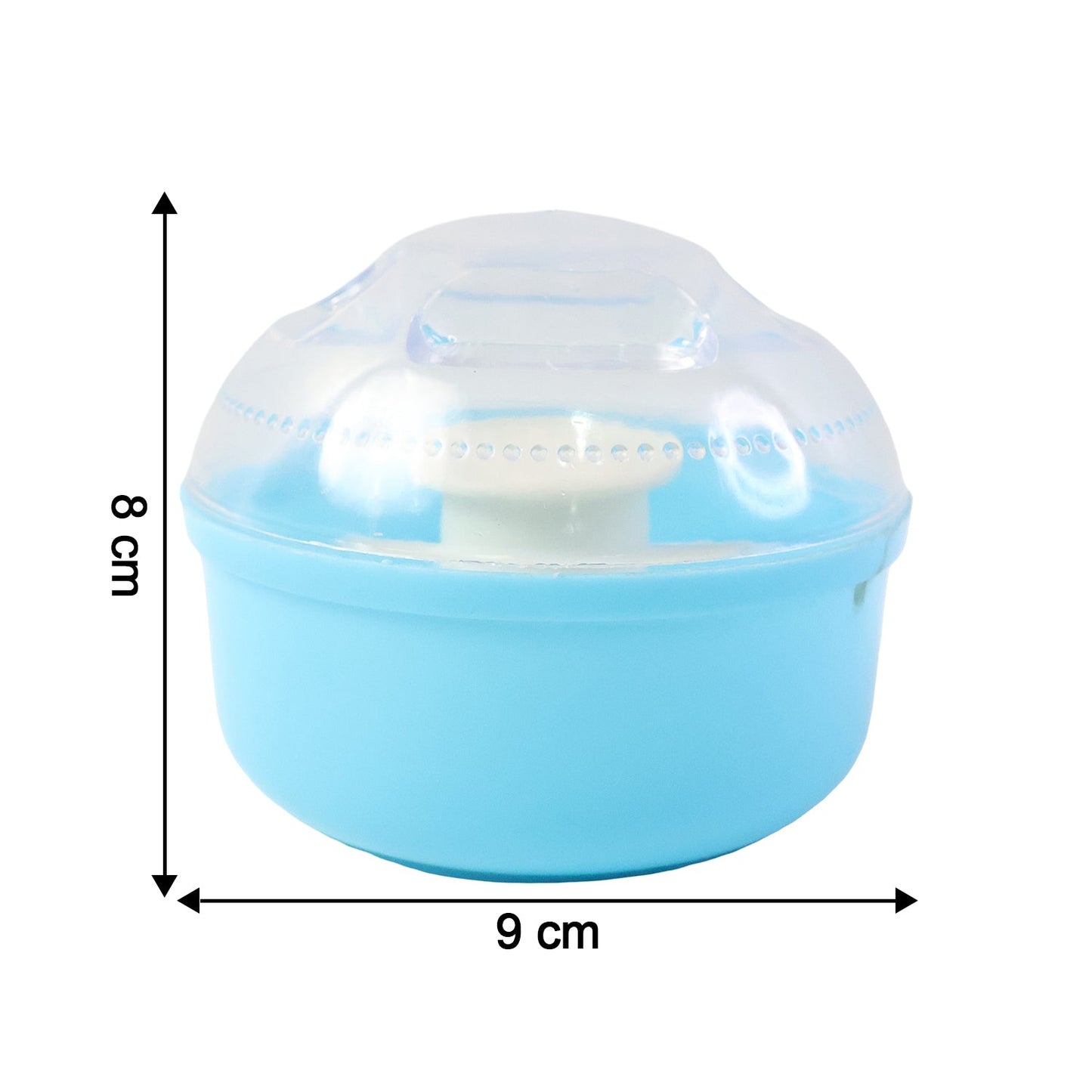 Close-up of soft applicator puff for baby powder application