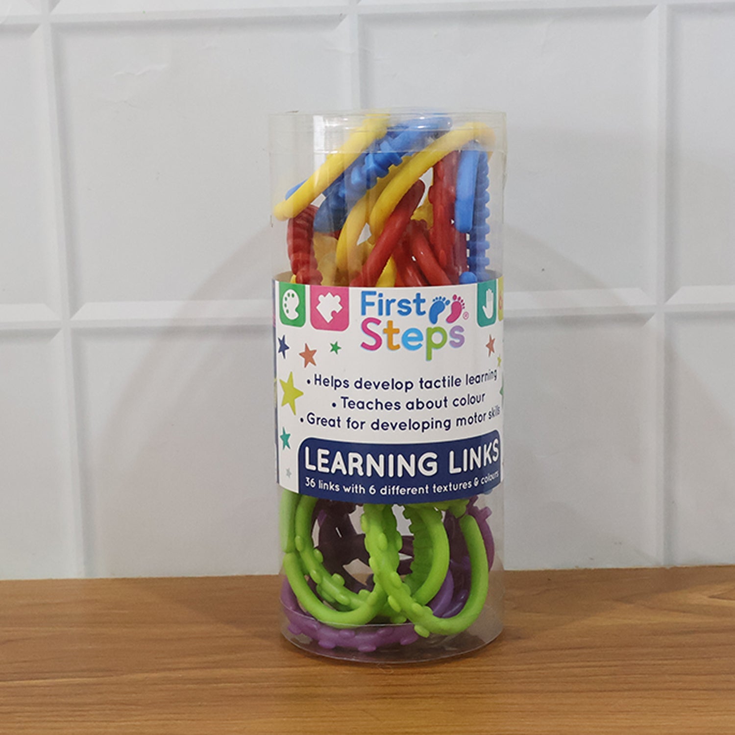 Baby activity linking rings supporting fine motor and sensory skills