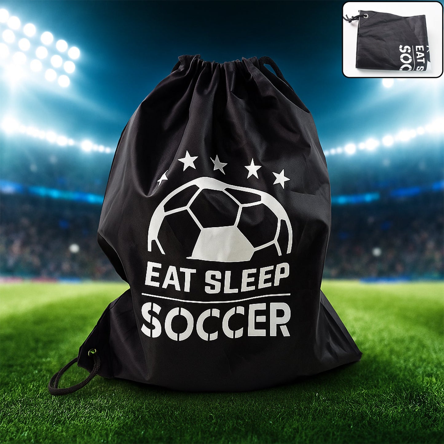 Black Drawstring Sport Backpack, ideal for gym and daily use.