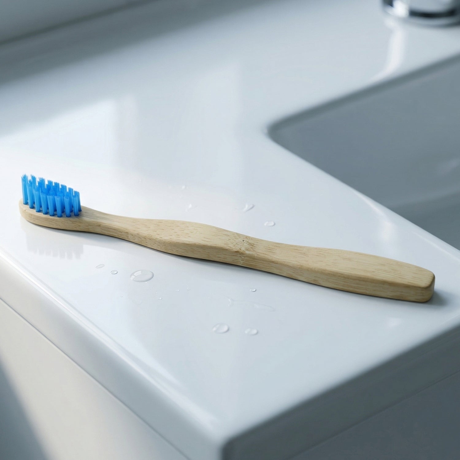 Eco-friendly wooden toothbrush with soft bristles, ideal for daily oral care
