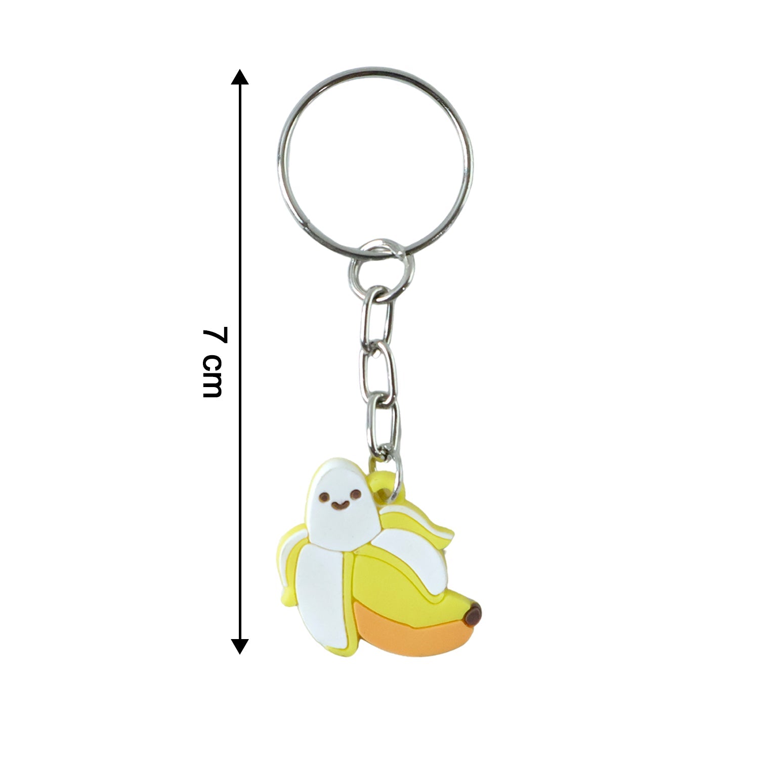 Banana shape keychain in cute cartoon design with strong metal key ring