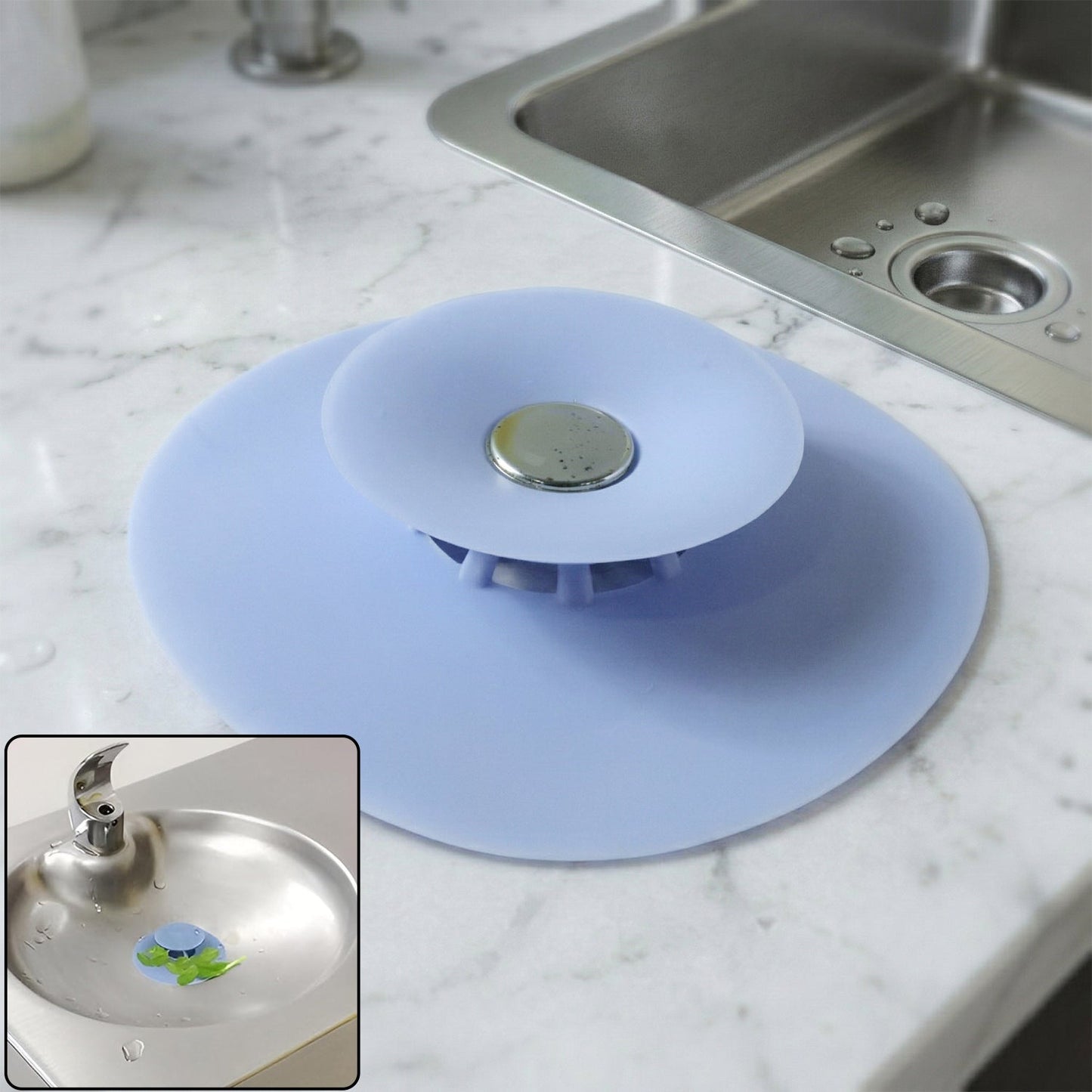 Silicone sink drain cover with suction cup for kitchen use