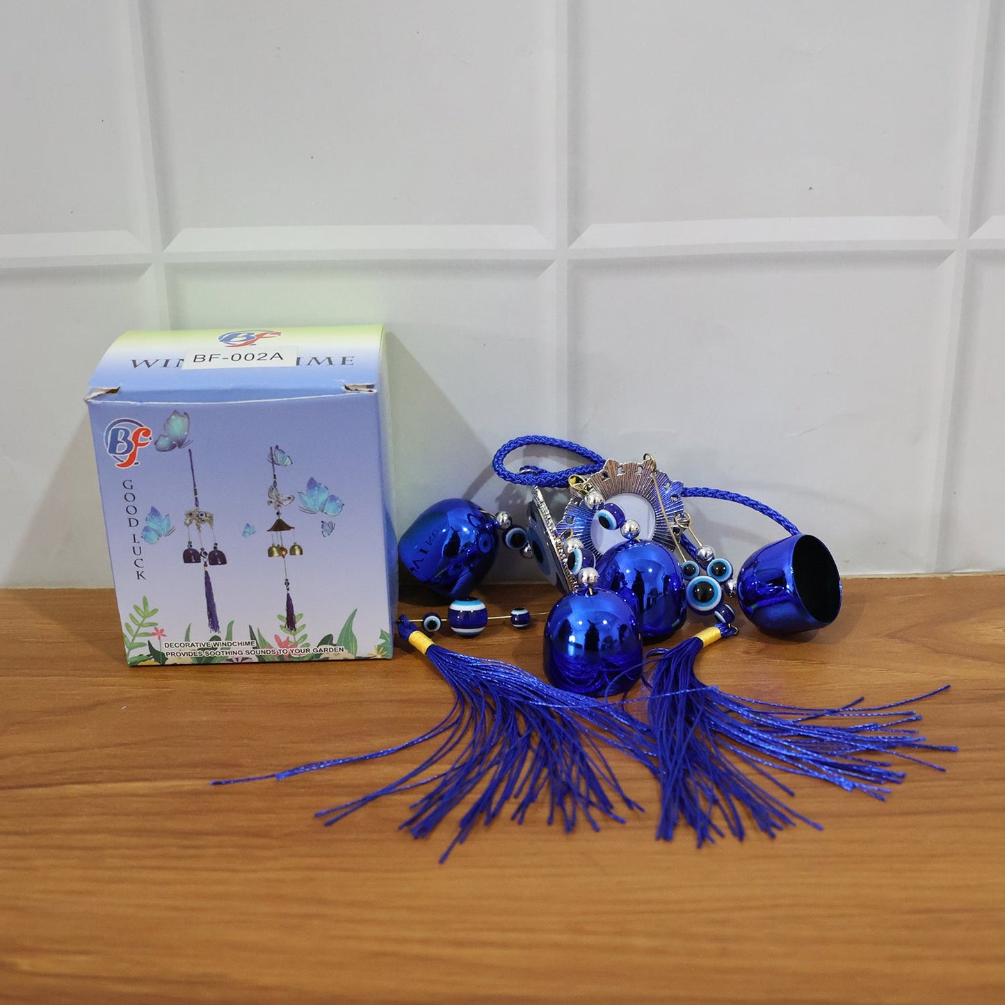 Single evil eye wind chime crafted for home decor and protection