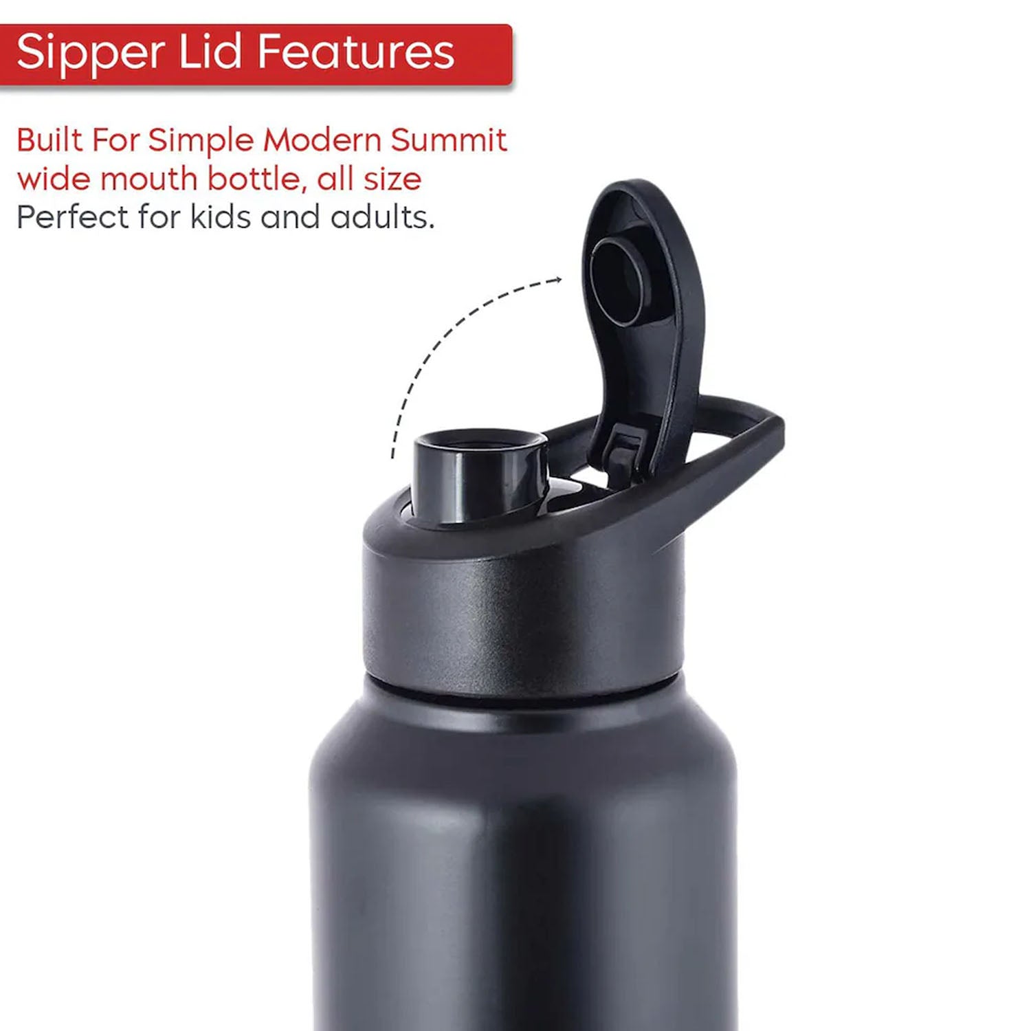 Leak-resistant flip-top lid on stainless steel sports water bottle