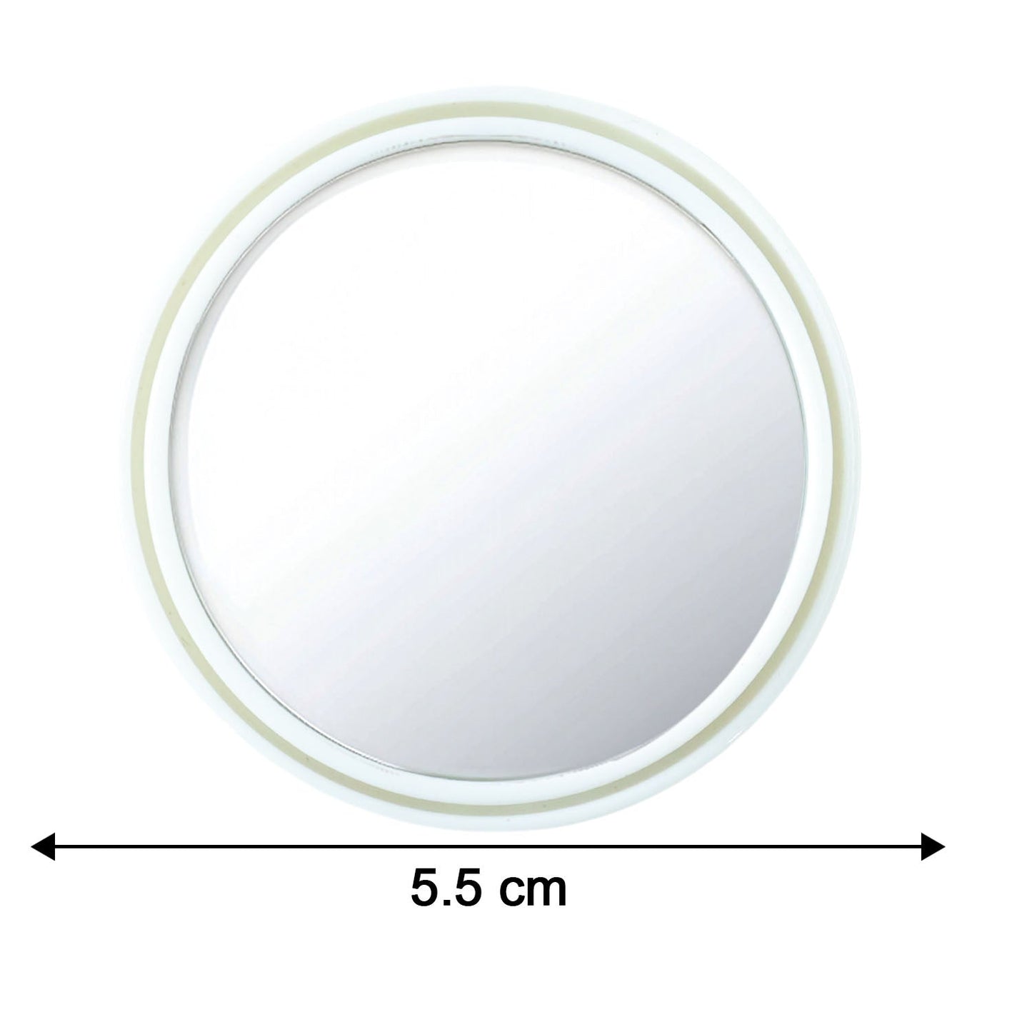 Diagram detailing dimensions of white round car blind spot mirror