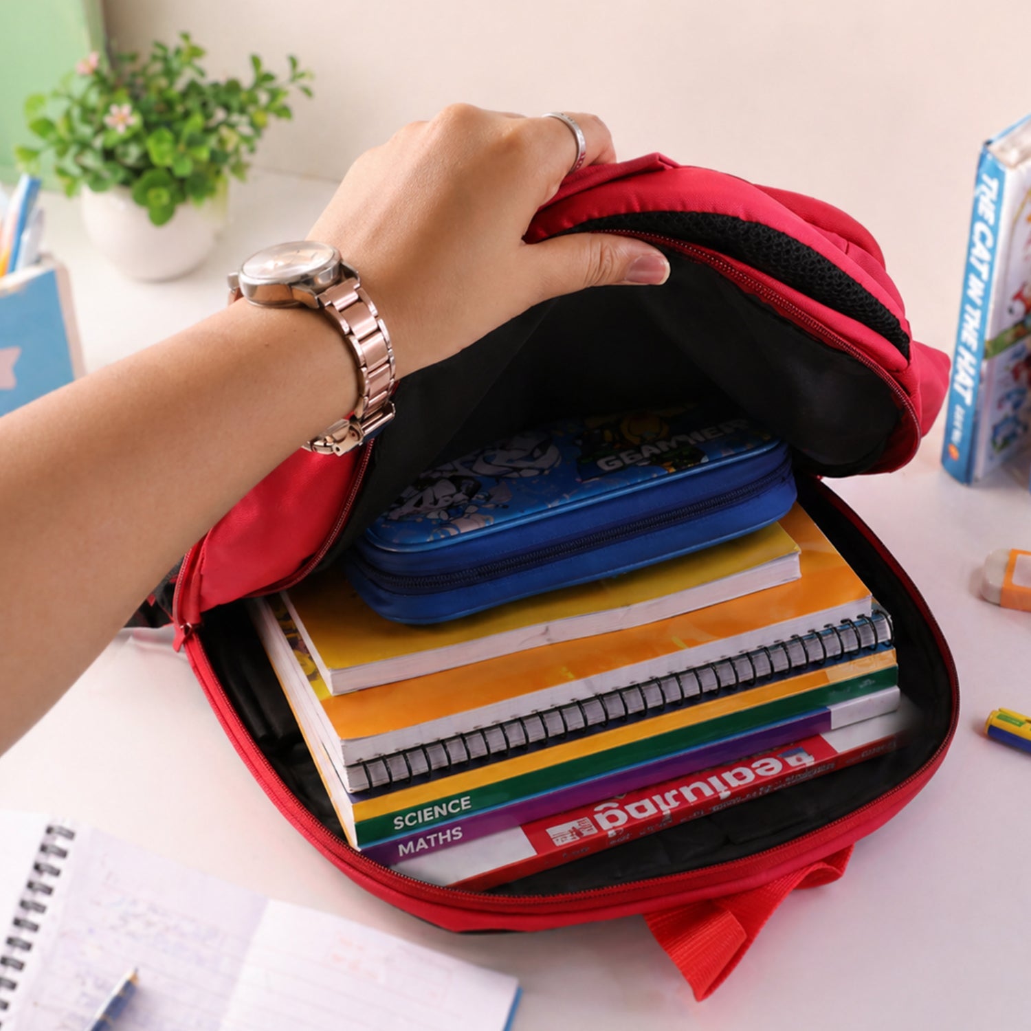 Colorful, sporty car print school bag for active kids