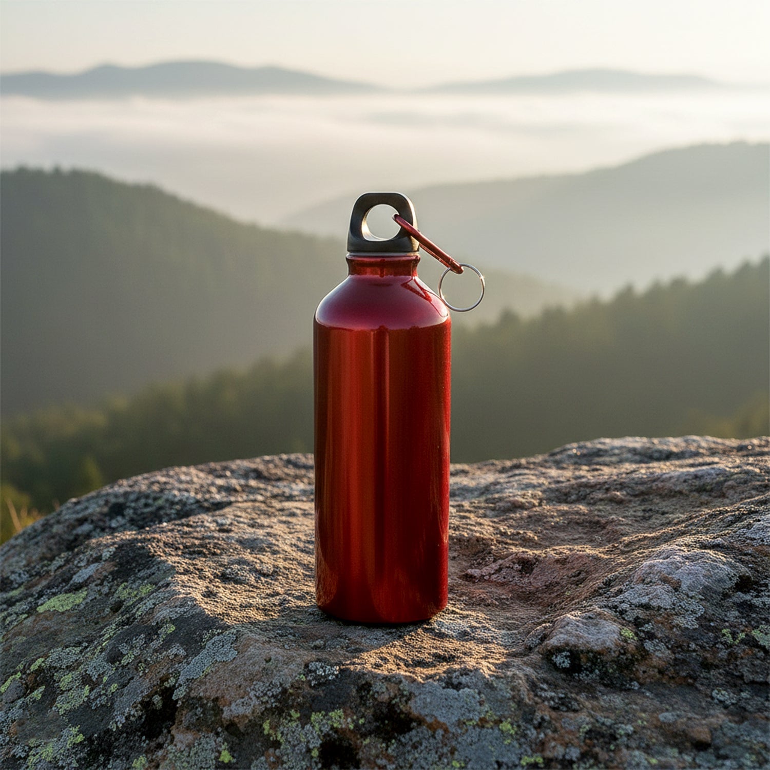 Fitness friendly reusable water bottle with secure cap and loop for easy handling