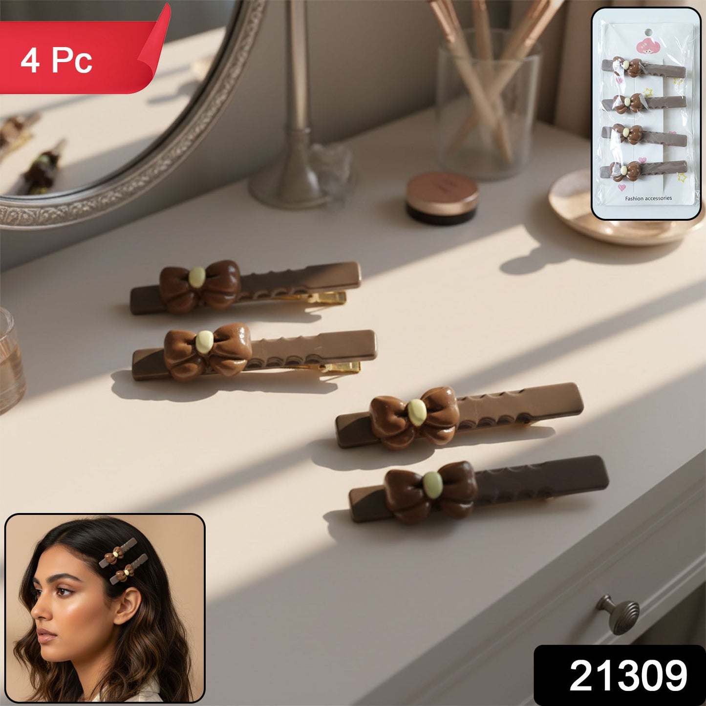 Stylish bow hair clip set for women and girls suitable for daily wear