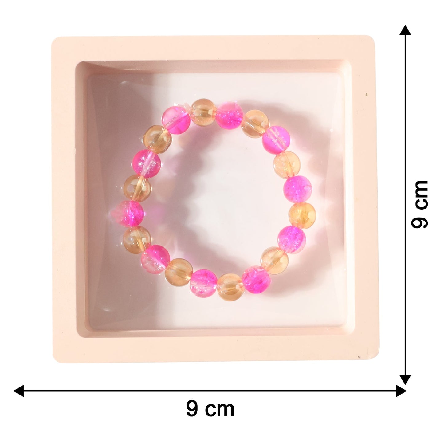 Size chart for dual-tone crystal beaded stretch bracelet
