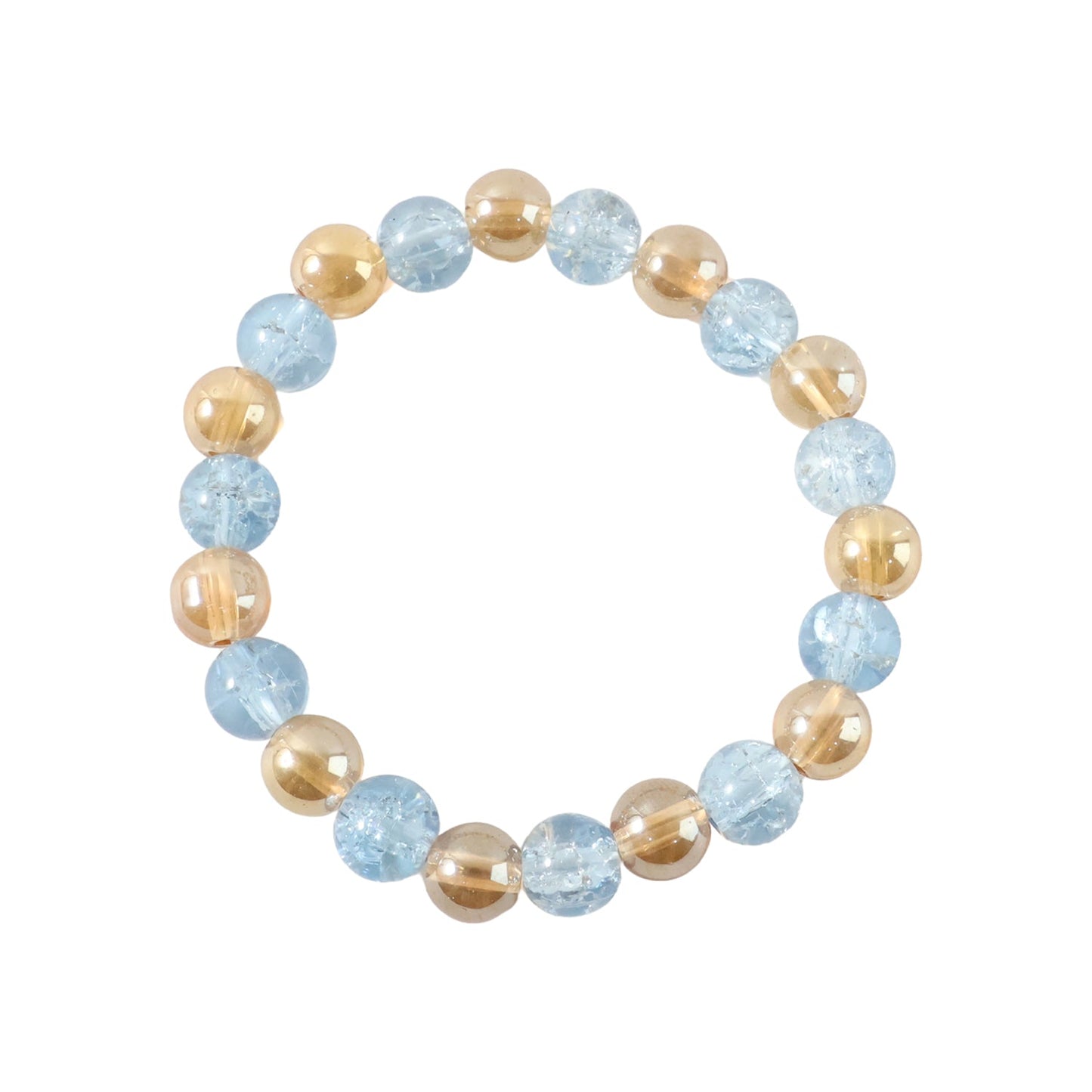 Display of crystal beaded dual-tone stretch bracelet