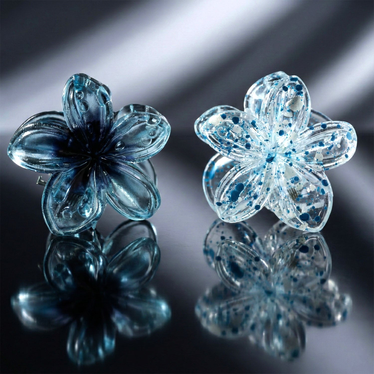 Hair clip accessory showing glossy floral pattern and secure grip