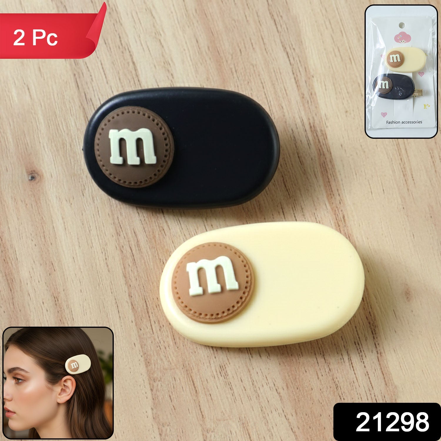 Decorative alphabet letter hair clips set with raised letter details