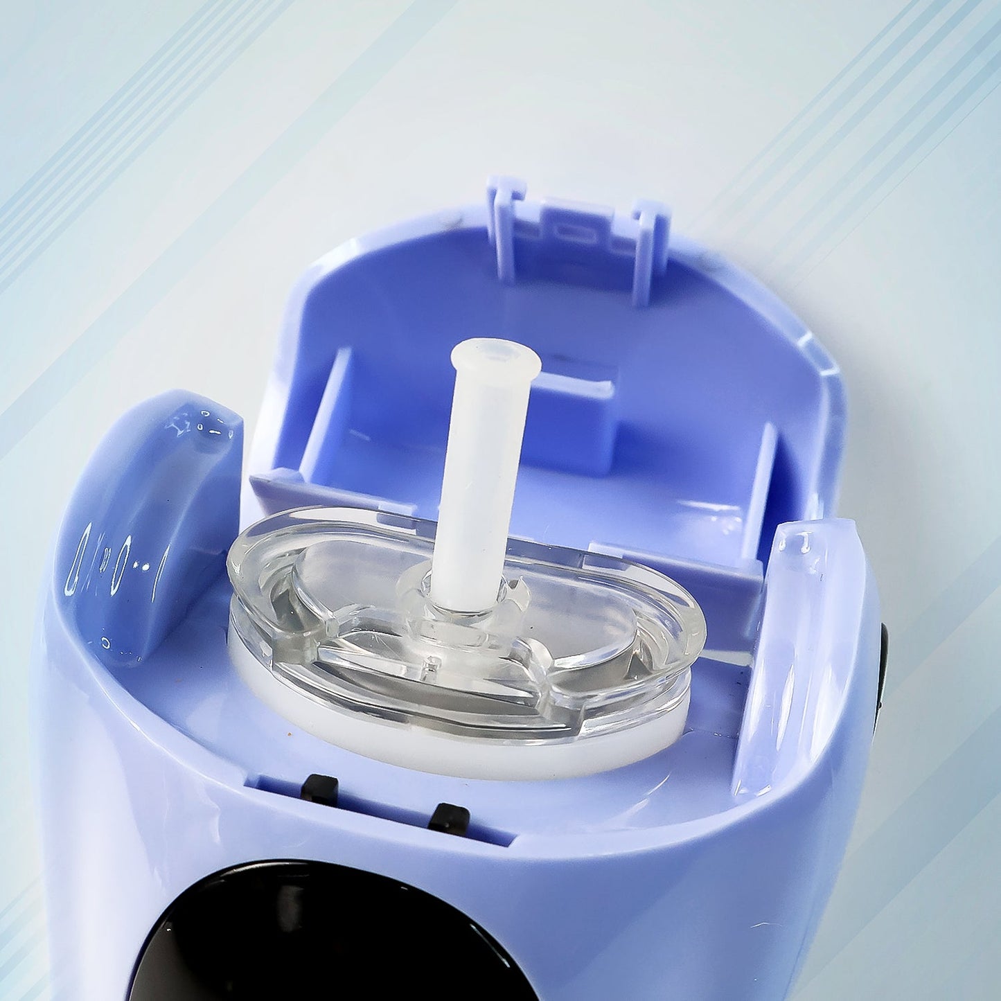 Top view of kids car-shaped drinking bottle with straw