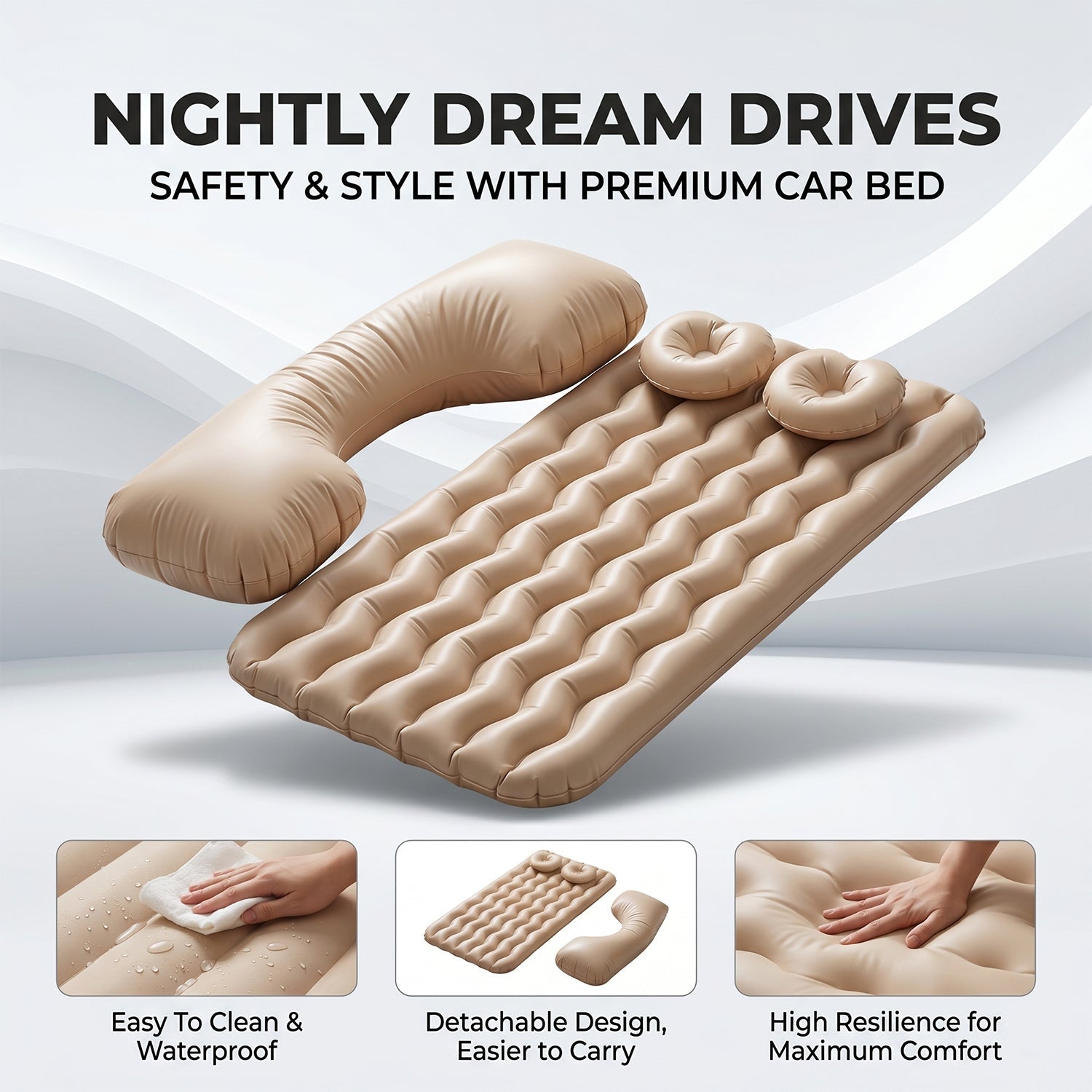 Car air mattress shows fit on back seat