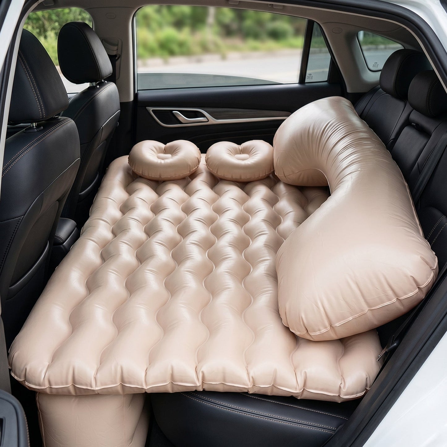 Car air mattress set with pillows and pump for travel