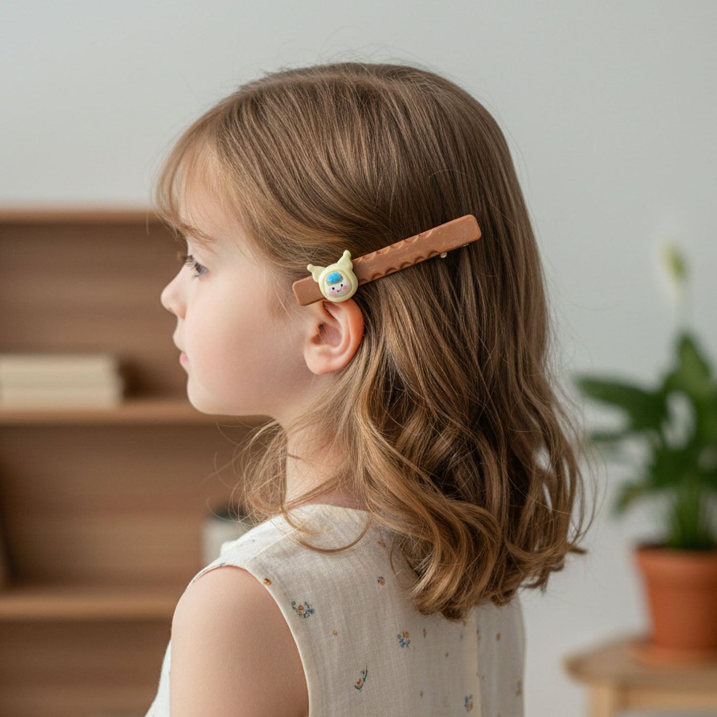 Decorative hair clip set with cute character accents in cartoon style