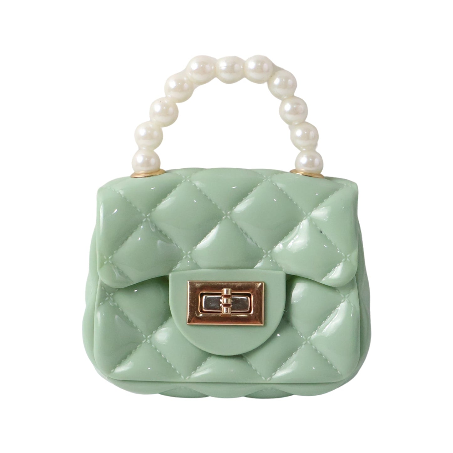 Fashionable quilted mini bag with unique pearl handle detail