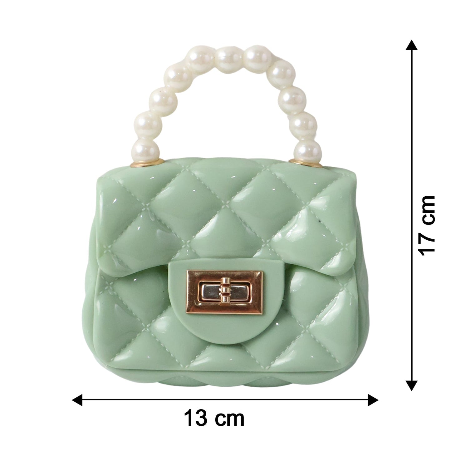Compact quilted mini handbag with secure front lock closure