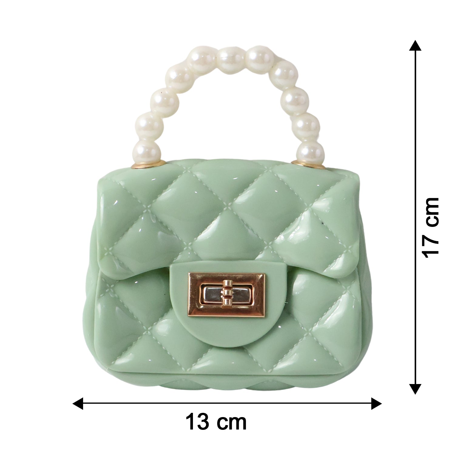 Compact quilted mini handbag with secure front lock closure