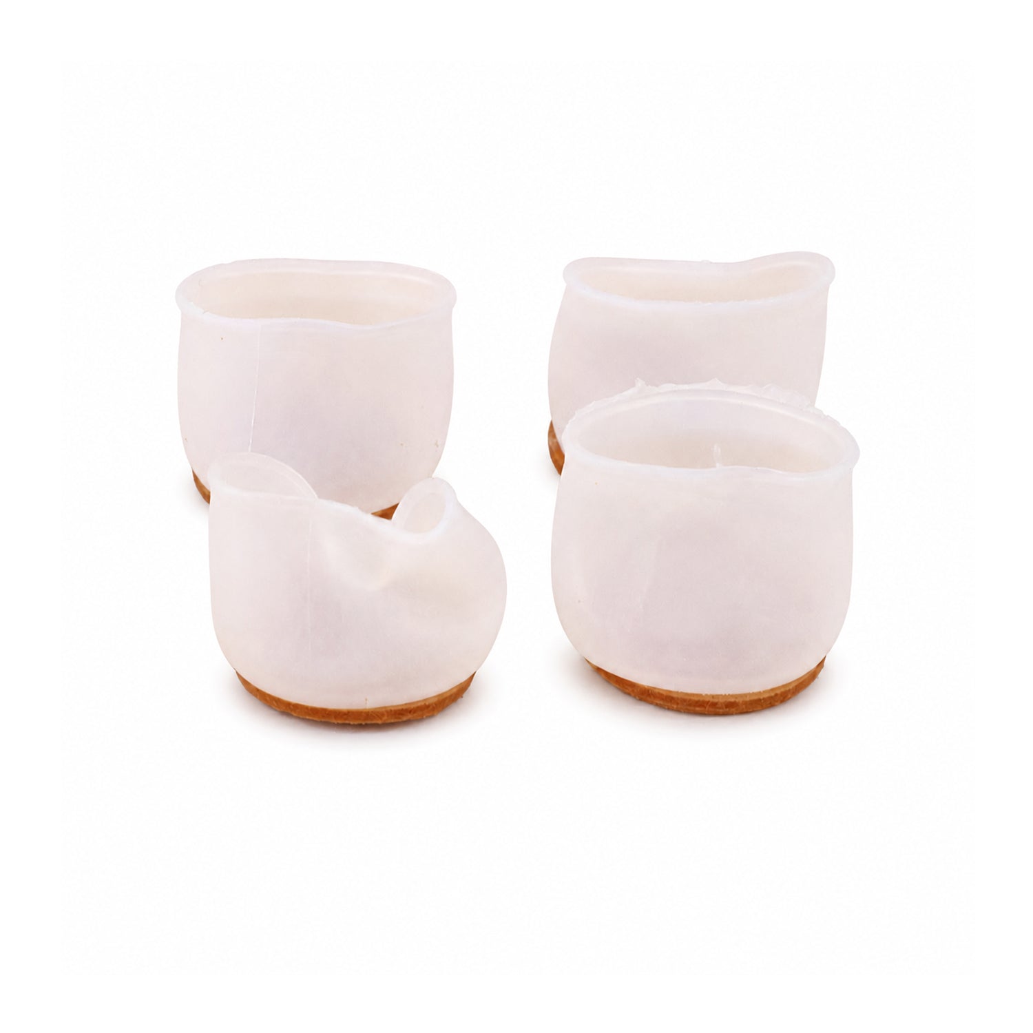 Noise-reducing silicone pads installed on table legs in living room