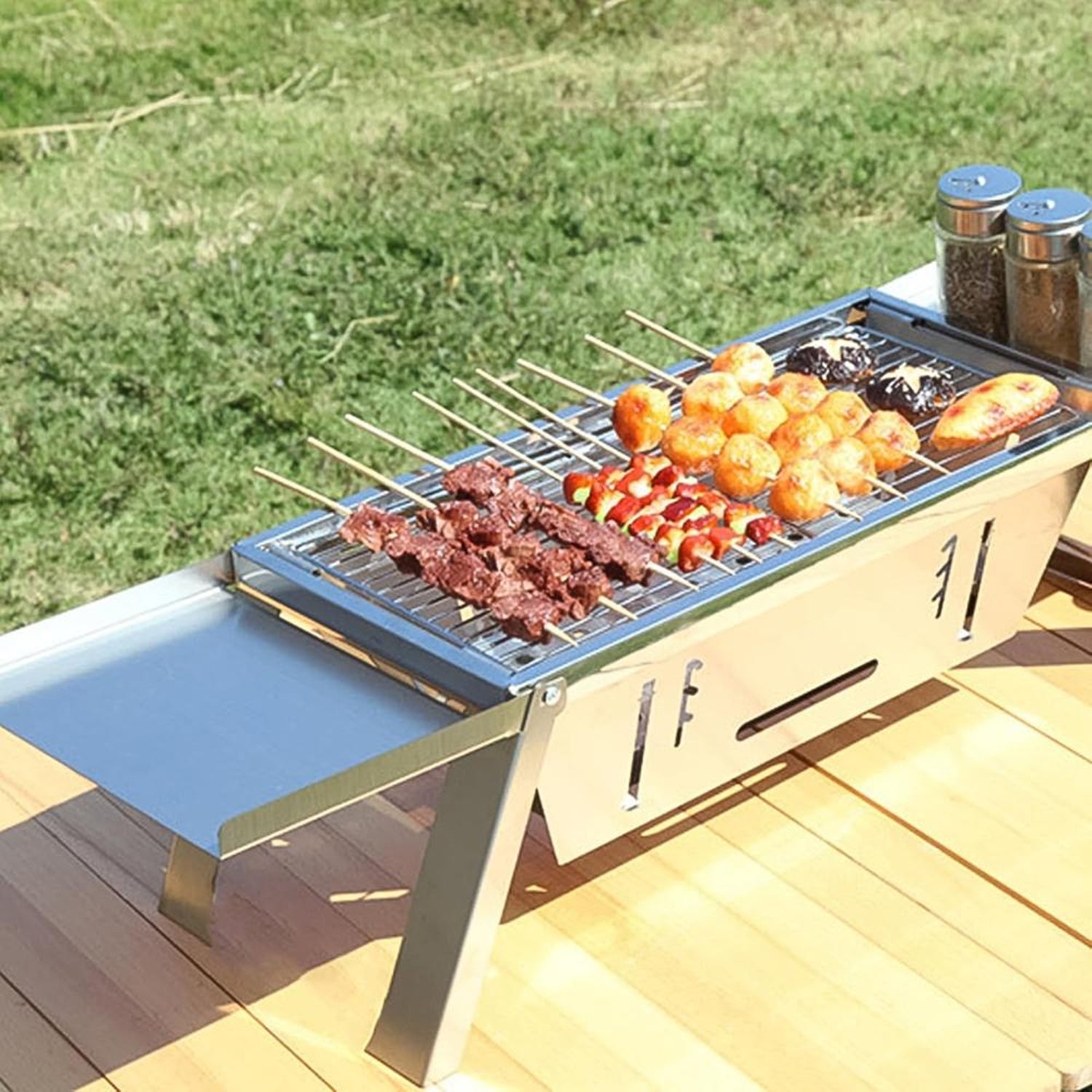 Camping stainless steel foldable barbecue grill