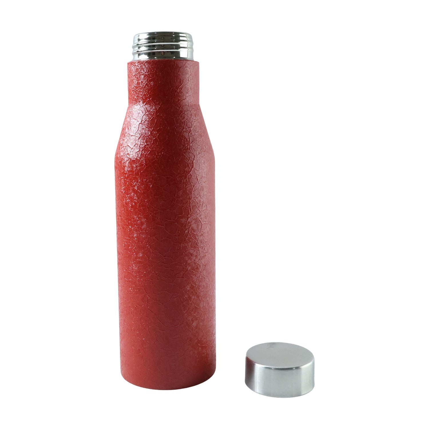 Red water bottle for hot and cold drinks made of stainless steel