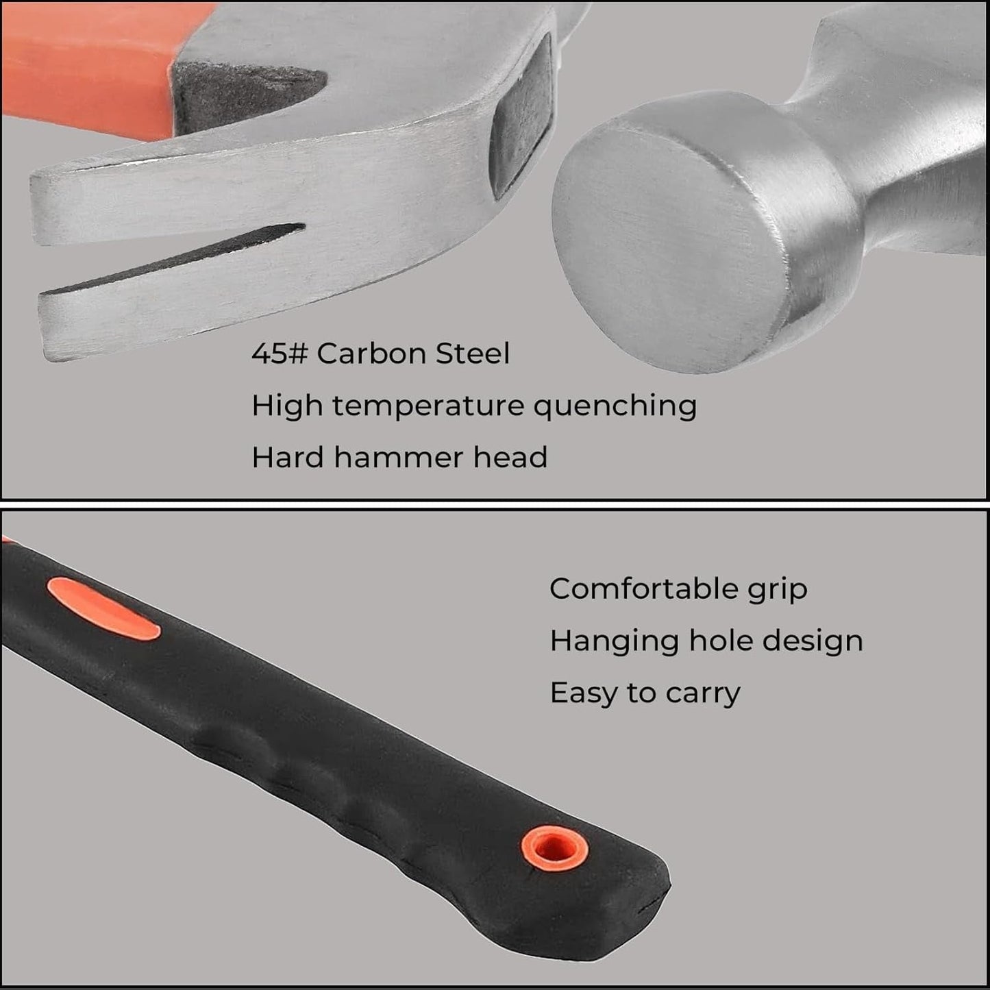 Hammer with ergonomic handle easily maneuverable for DIY projects