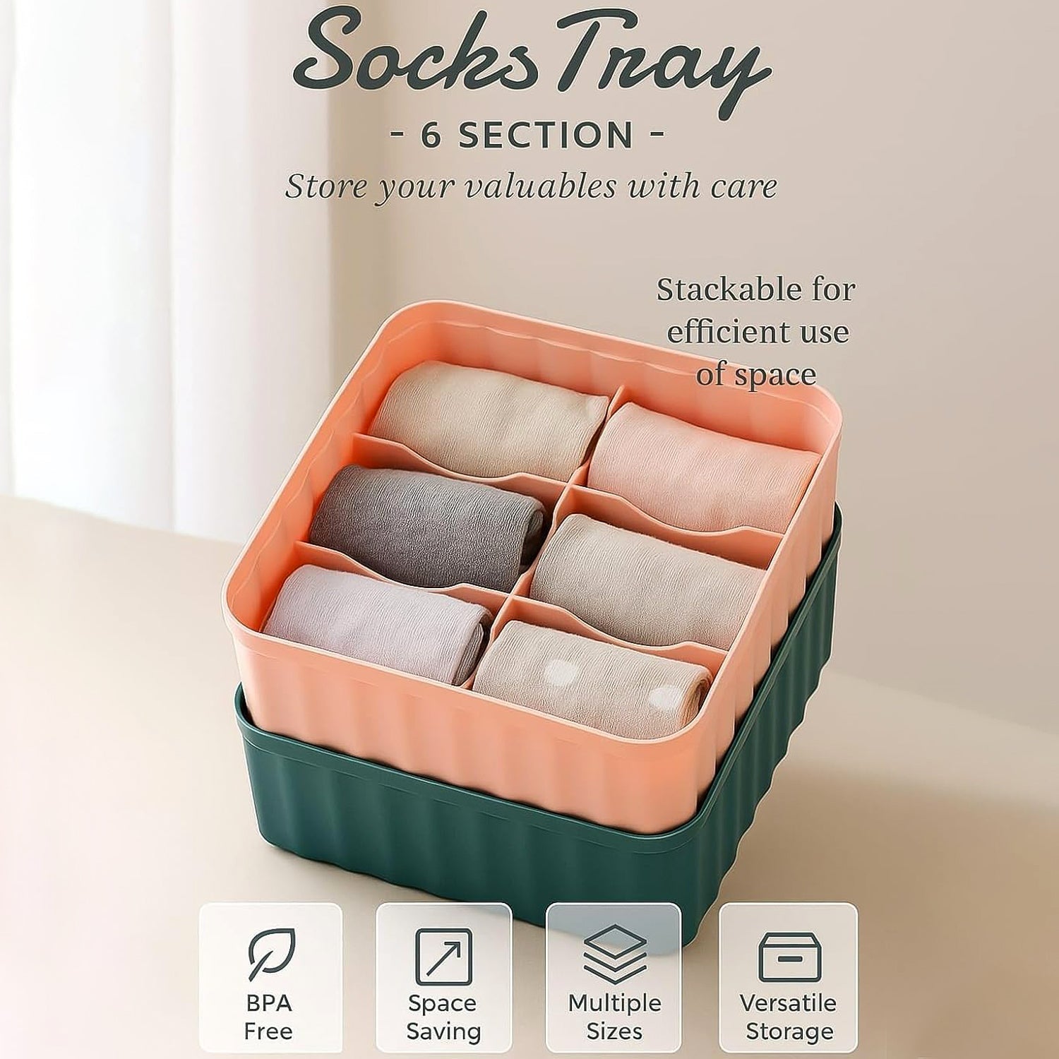 Compact plastic storage box designed for home and office organization