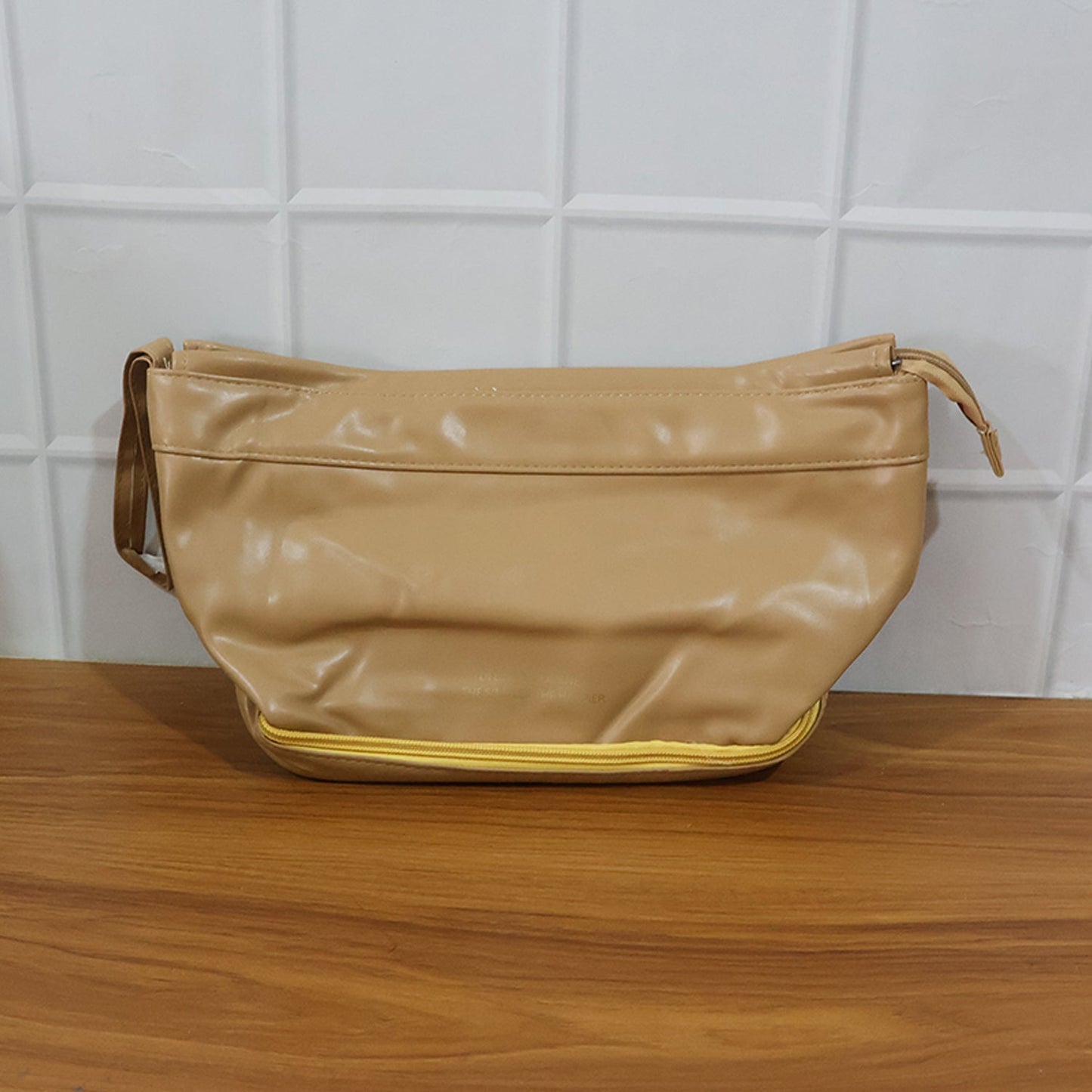 Travel-friendly makeup organizer bag with zipper closures