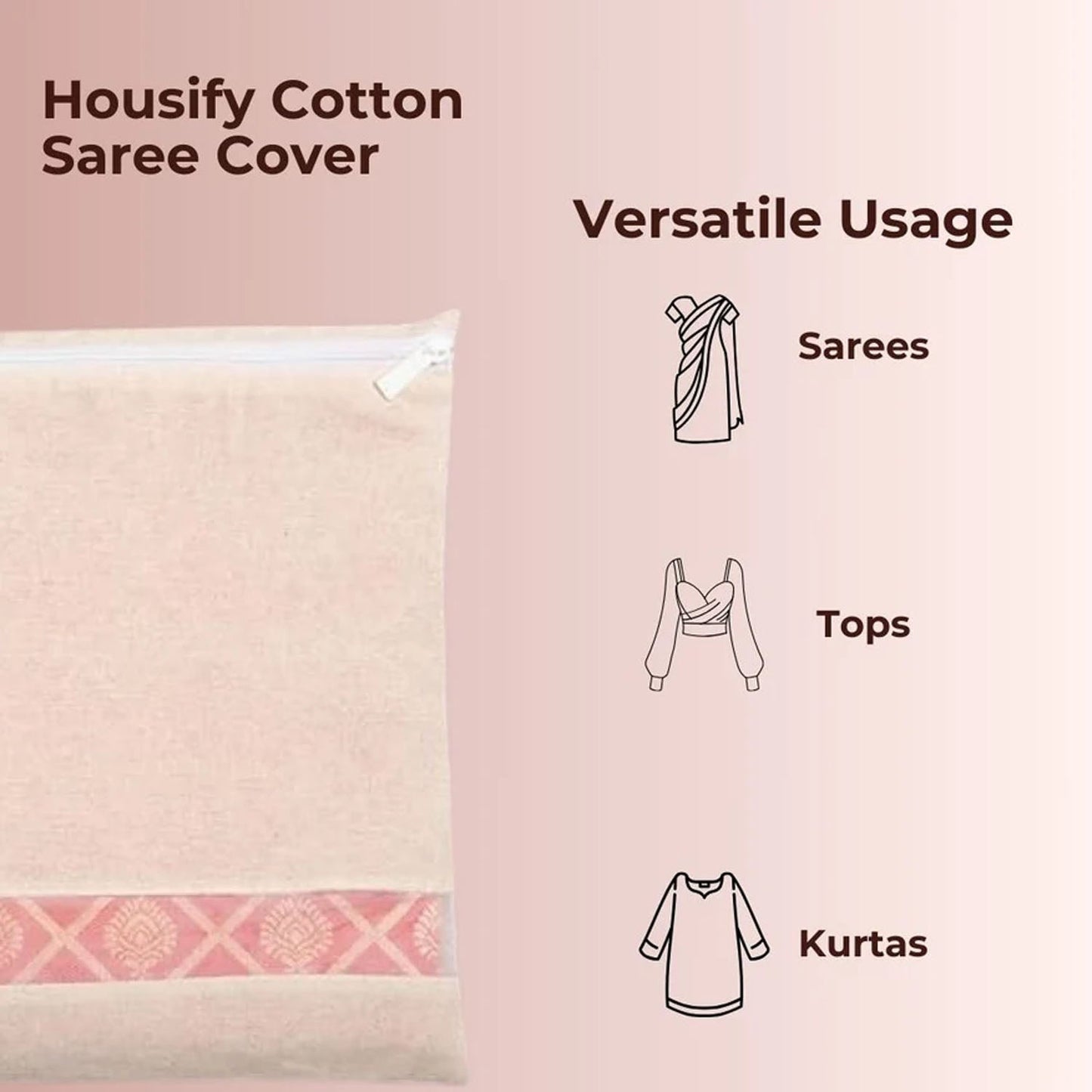 Foldable saree storage cover for space saving storage