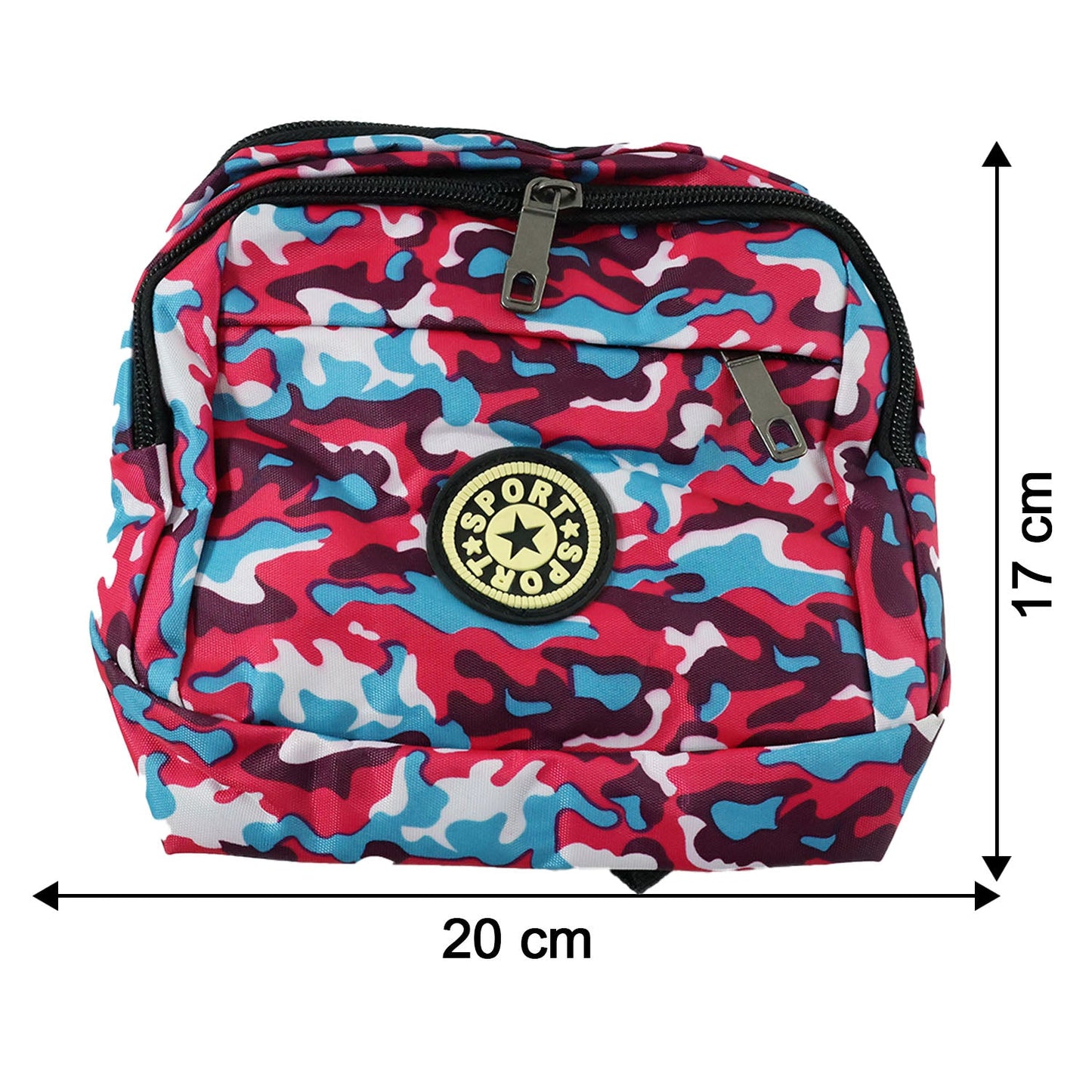 Size comparison of stylish multi-purpose waist bag with adjustable strap