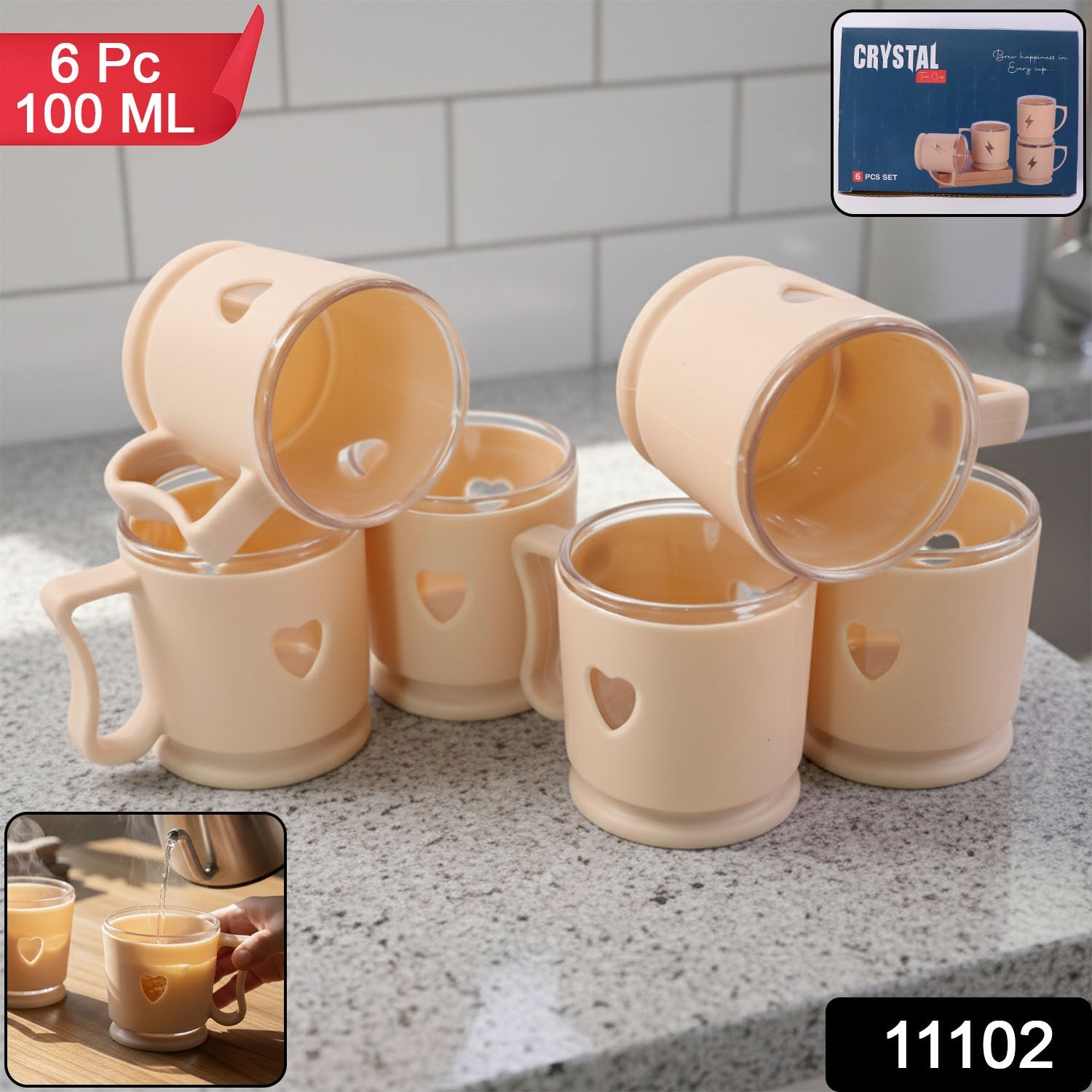 Elegant 100ML tea and coffee mug set for everyday drinking