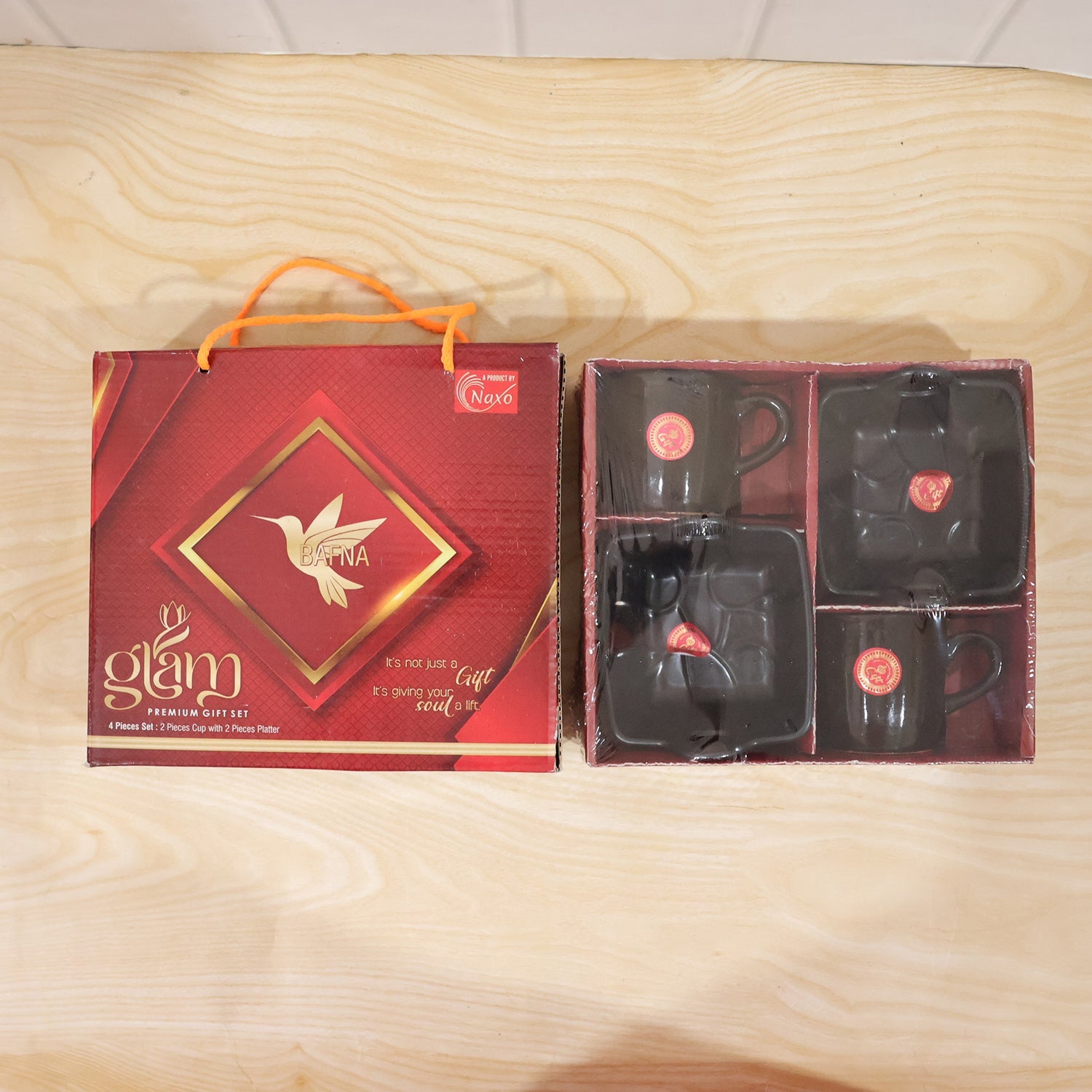 Play Station ceramic mug and serving bowl set presented in its attractive gift box, ideal for gifting.