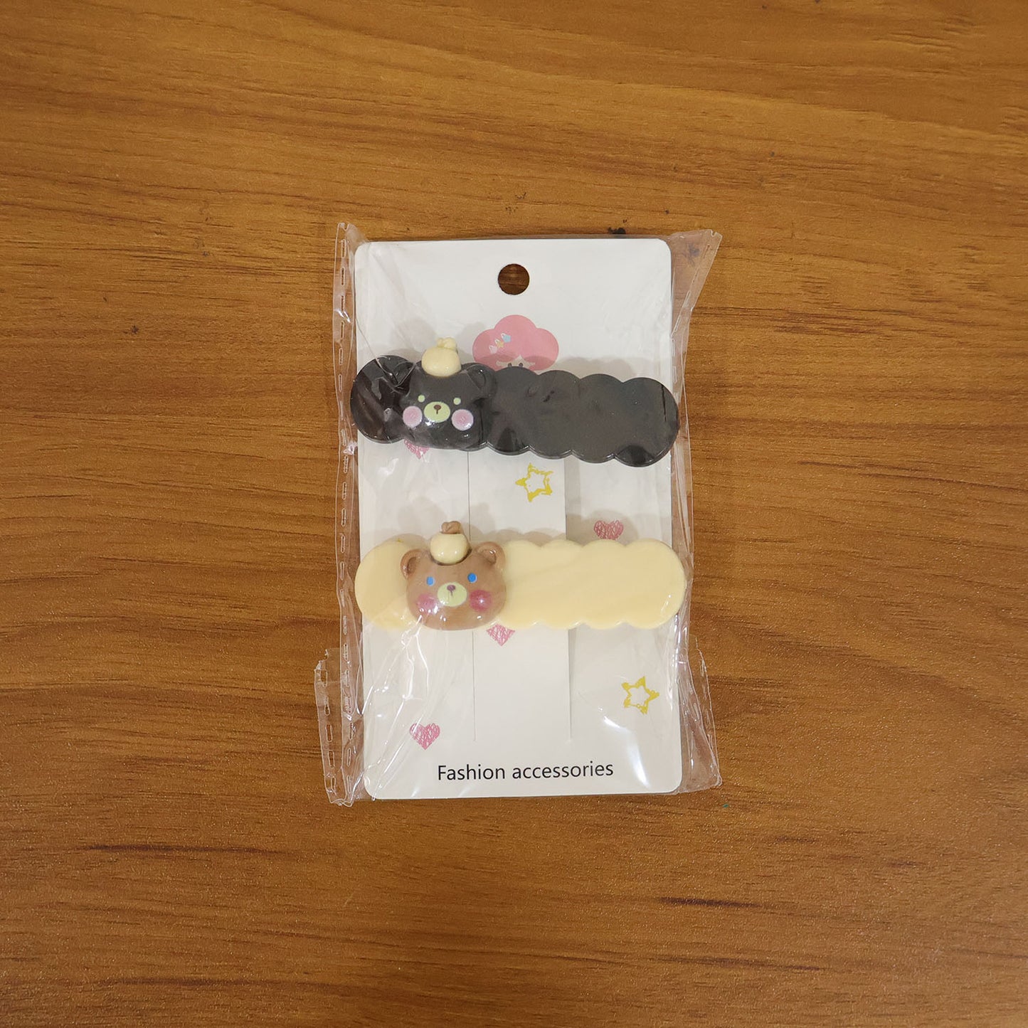 Stylish teddy design hair pins enhancing casual hairstyles