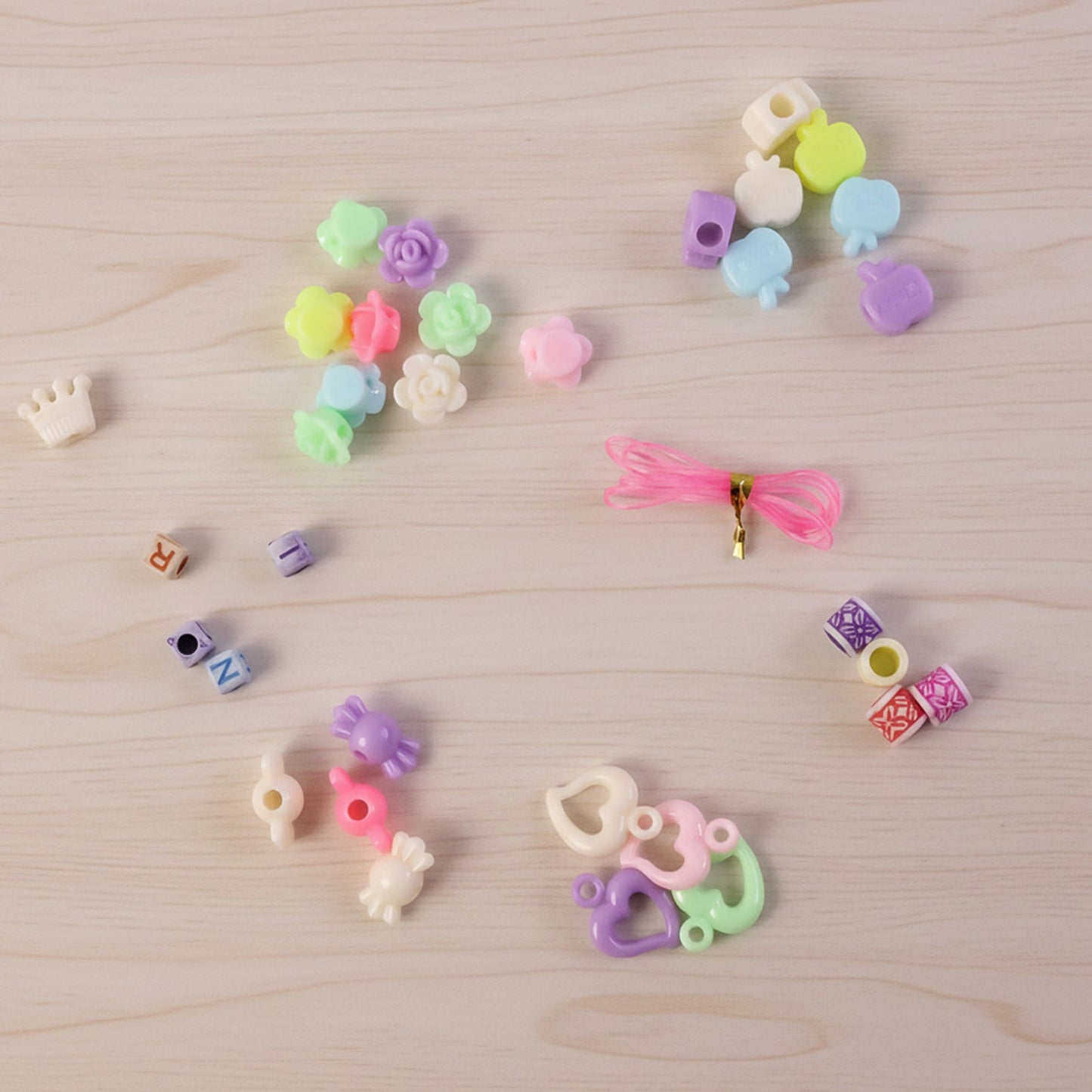 DIY Kids Beads Jewellery Making Kit with colorful beads and string for bracelet making
