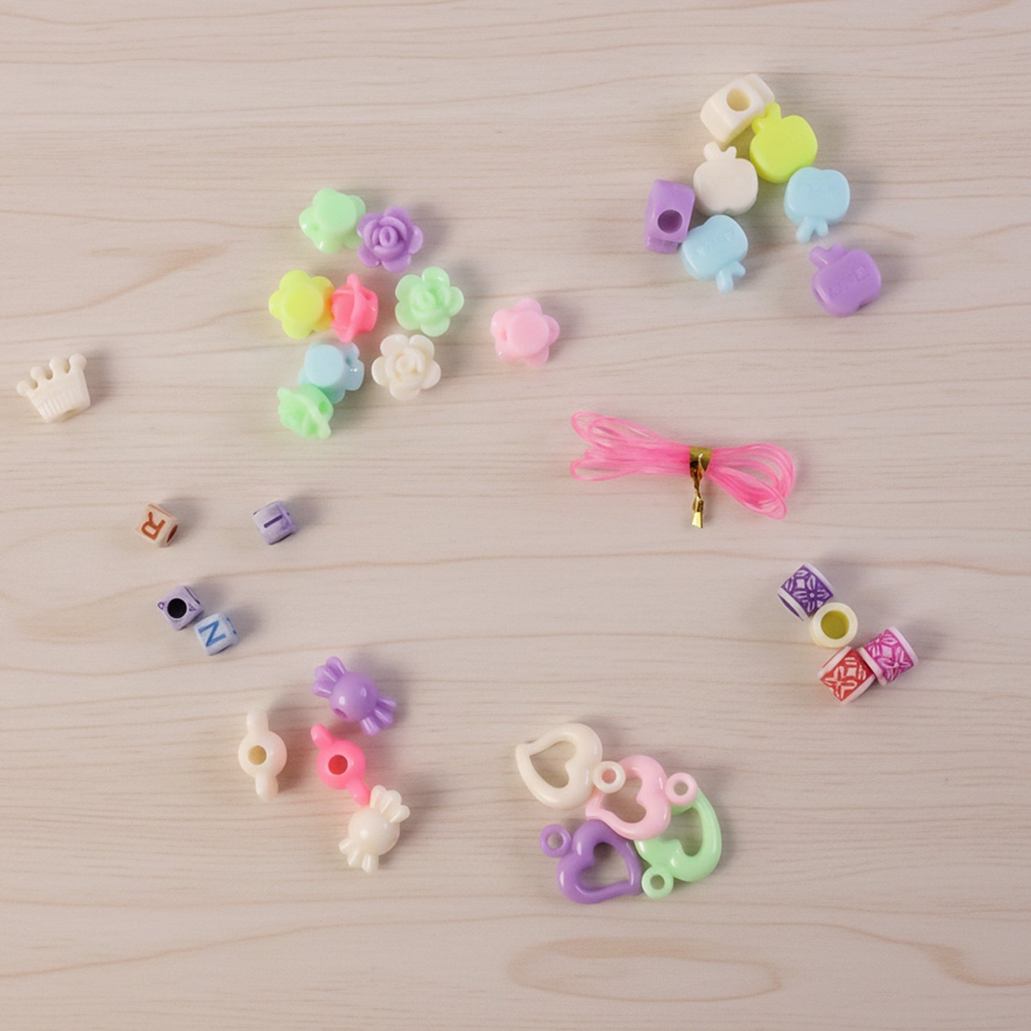 DIY Kids Beads Jewellery Making Kit with colorful beads and string for bracelet making