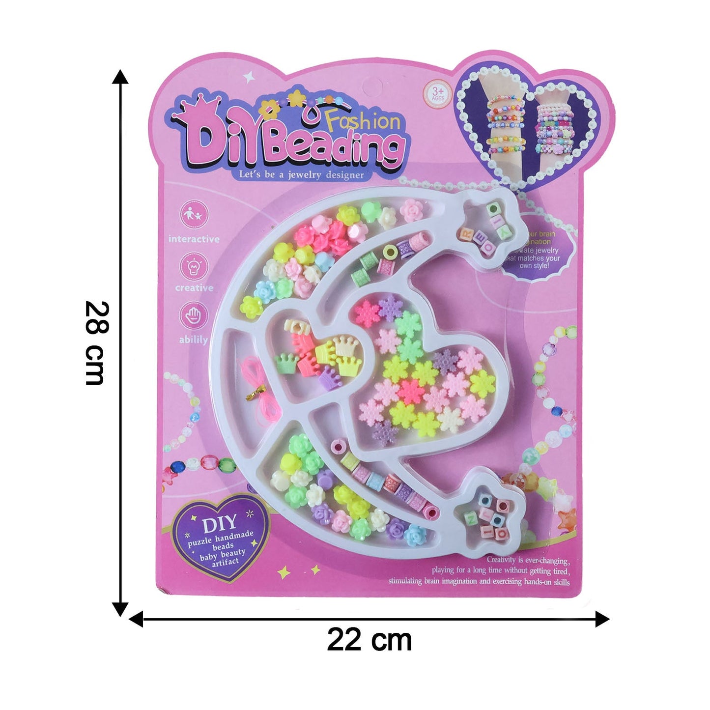 Size chart image for DIY beading jewellery making kit