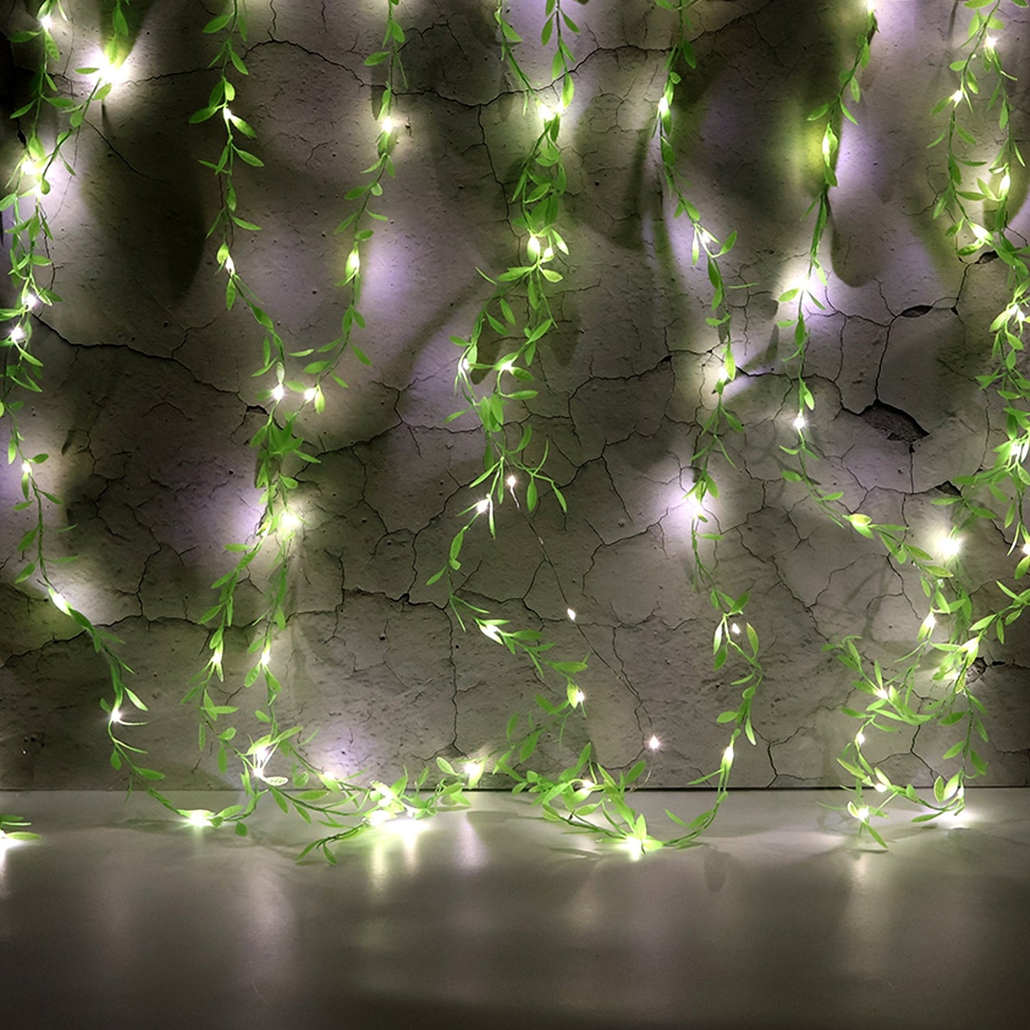 Warm white LED leaf vine string light enhancing party or festival décor